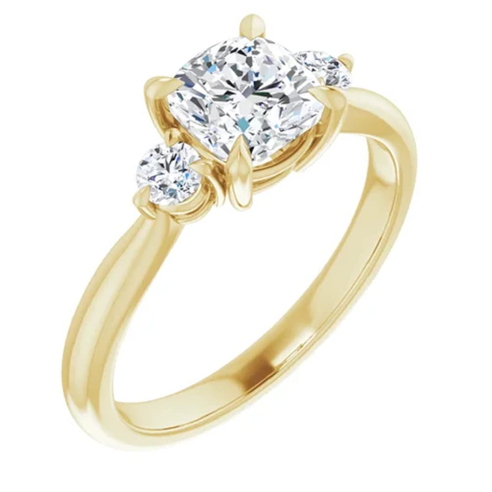 10K Solid Yellow Gold Handmade Engagement Ring - 1 CT Cushion Cut Moissanite Diamond Solitaire Wedding Ring for Women - Perfect for Proposals, Anniversaries & Bridal Jewelry Gifts