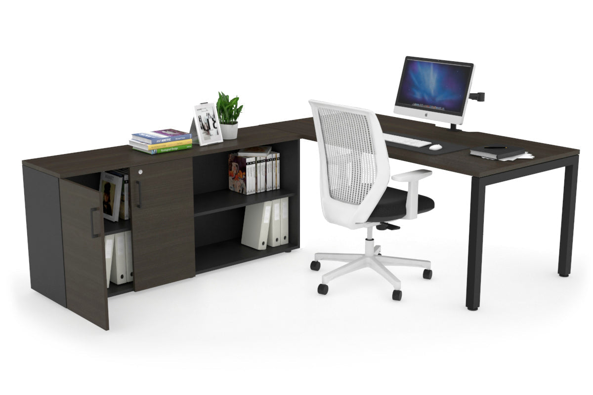 Quadro Square Executive Standing Desk Black Frame [1800L x 800W with Cable Management] - Perfect for Home Office & Modern Workspace Setup