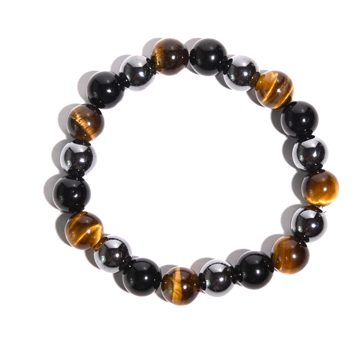 Grounded Luck Bracelet - Tiger's Eye, Hematite & Obsidian Stone Beaded Bracelet for Protection, Wealth & Positive Energy | Spiritual Jewelry for Men & Women | Perfect for Meditation, Yoga & Daily Wear