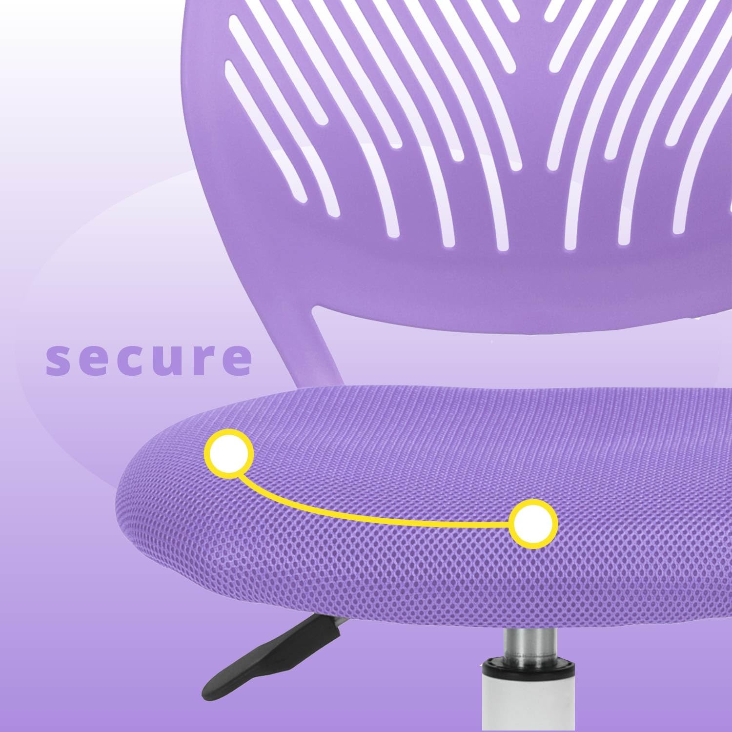 Modern Adjustable Swivel Armless Desk Chair - Ergonomic Computer Task Chair for Home Office & Study Room, Purple - Perfect for Kids, Students & Professionals