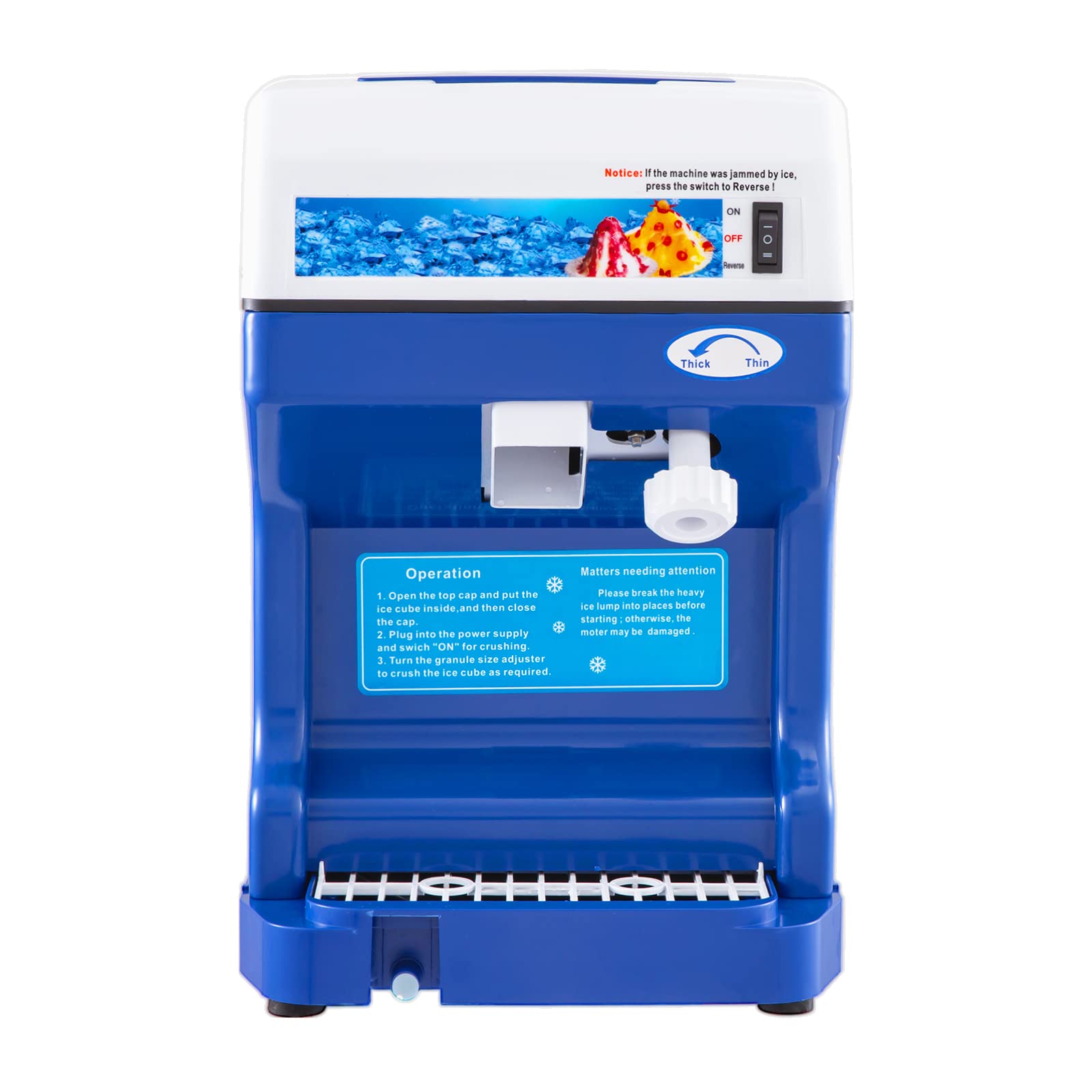 VEVOR 110V 500W Electric Shaved Ice Machine - Adjustable Ice Texture, 265LBs/hr Commercial & Home Use - Perfect for Snow Cones, Cocktails, and Party Treats