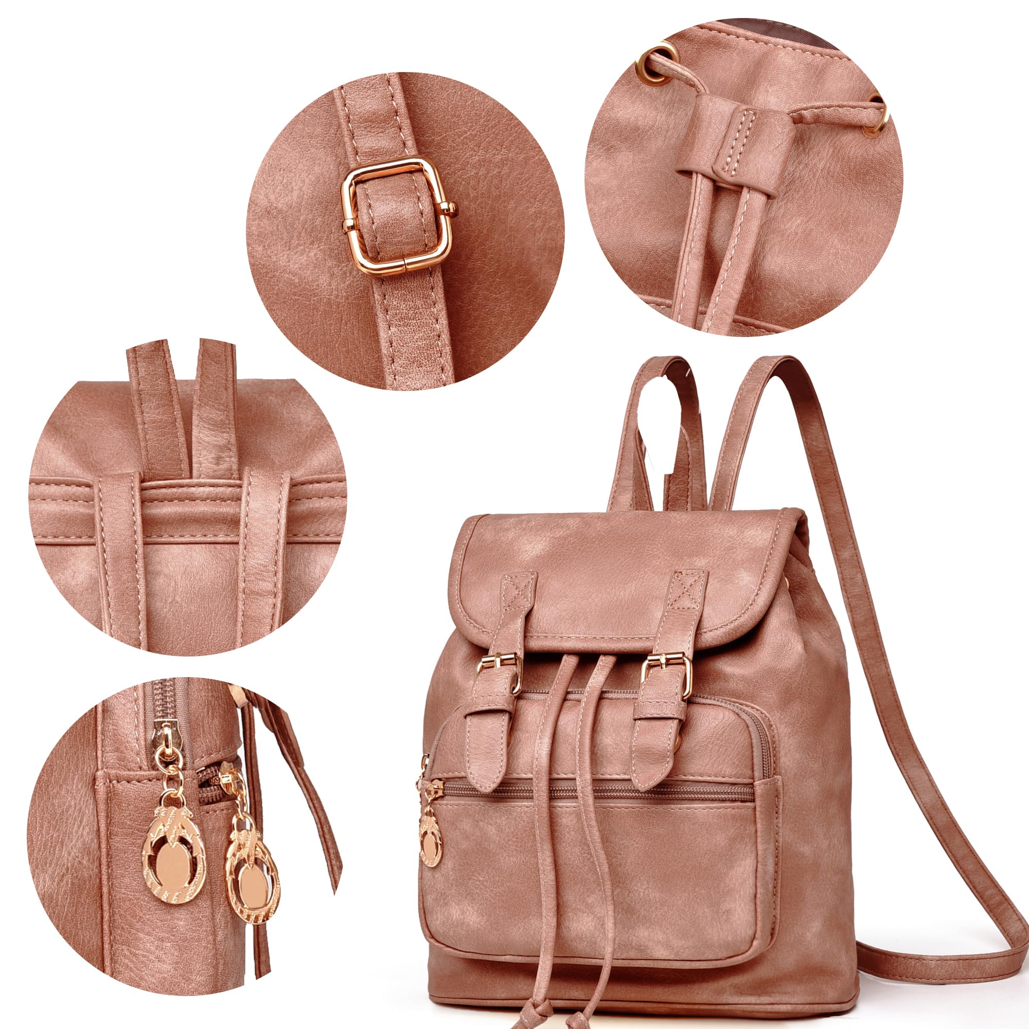Mini Leather Backpack Purse for Women - Lightweight Small Daypack Shoulder Bag, Fashionable Travel & Everyday Use