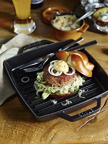 Staub 40511-729 Pure Cast Iron Grill & Frying Pan - 9.1 Inch Square Enameled Griddle with Dual Handles, Gray - Induction Compatible for Perfect Grilling, Searing & Stovetop Cooking - Ideal for Steaks, Burgers, Pancakes & More