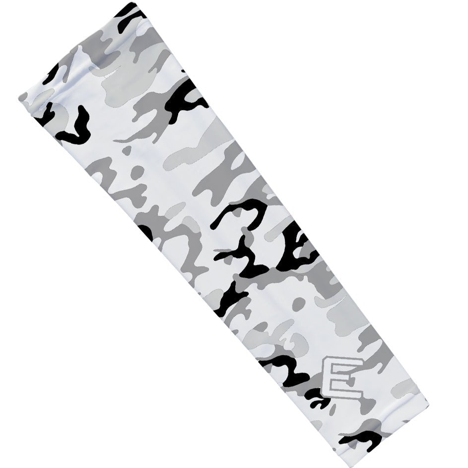 Snow Camo Arm Sleeves for Men & Women - UV Protection Compression Sleeves for Outdoor Sports, Running, Cycling & Hiking - Breathable & Moisture Wicking