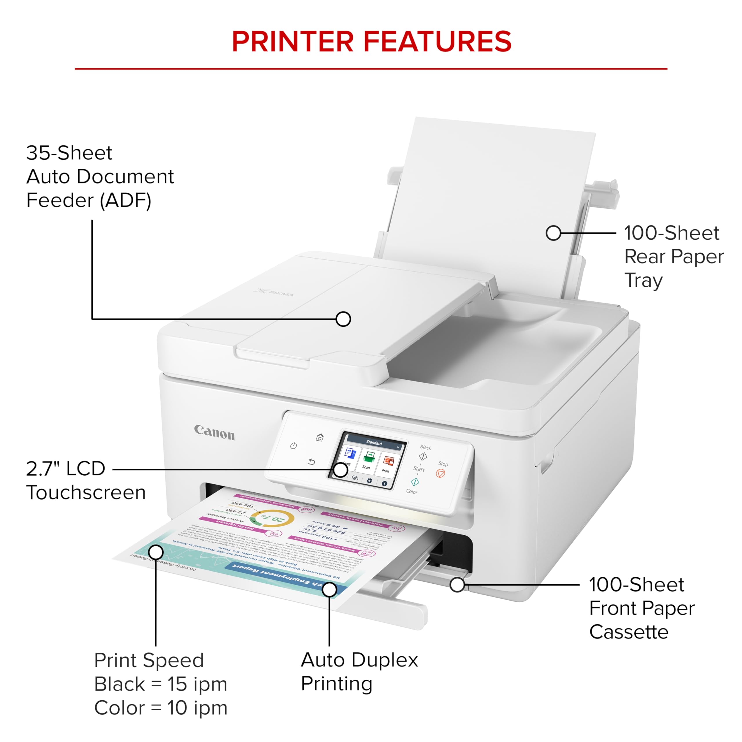 Canon PIXMA TR7820 Wireless All-in-One Printer for Home - Print, Scan, Copy & Fax | Ideal for Home Office, School Projects & Small Business Use