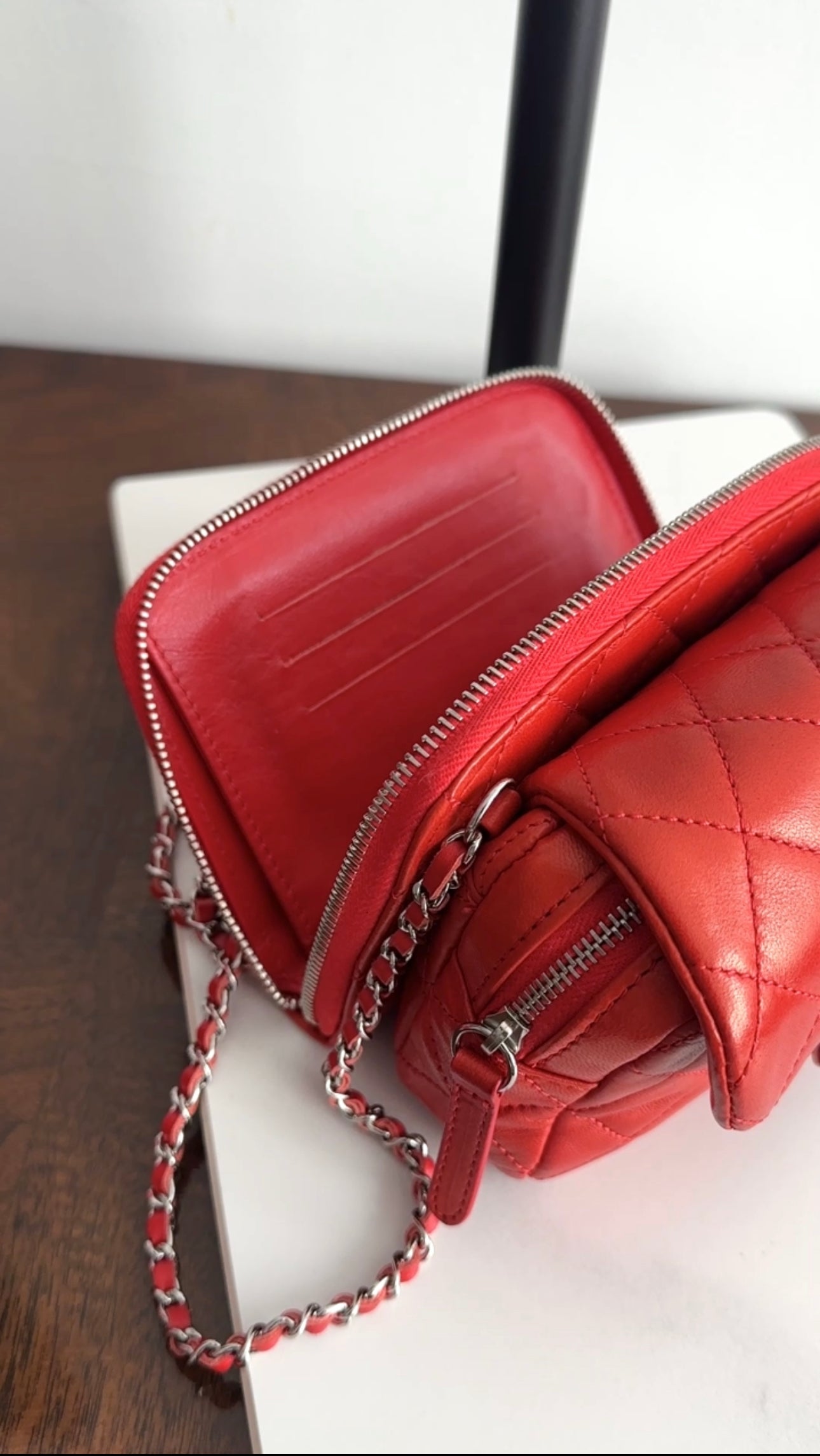 Chanel Red Lambskin Mini Flap Wallet on Chain Crossbody Bag for Women | Luxury Designer WOC Purse with Gold-Tone Hardware | Perfect for Evening Parties, Date Nights & Special Occasions