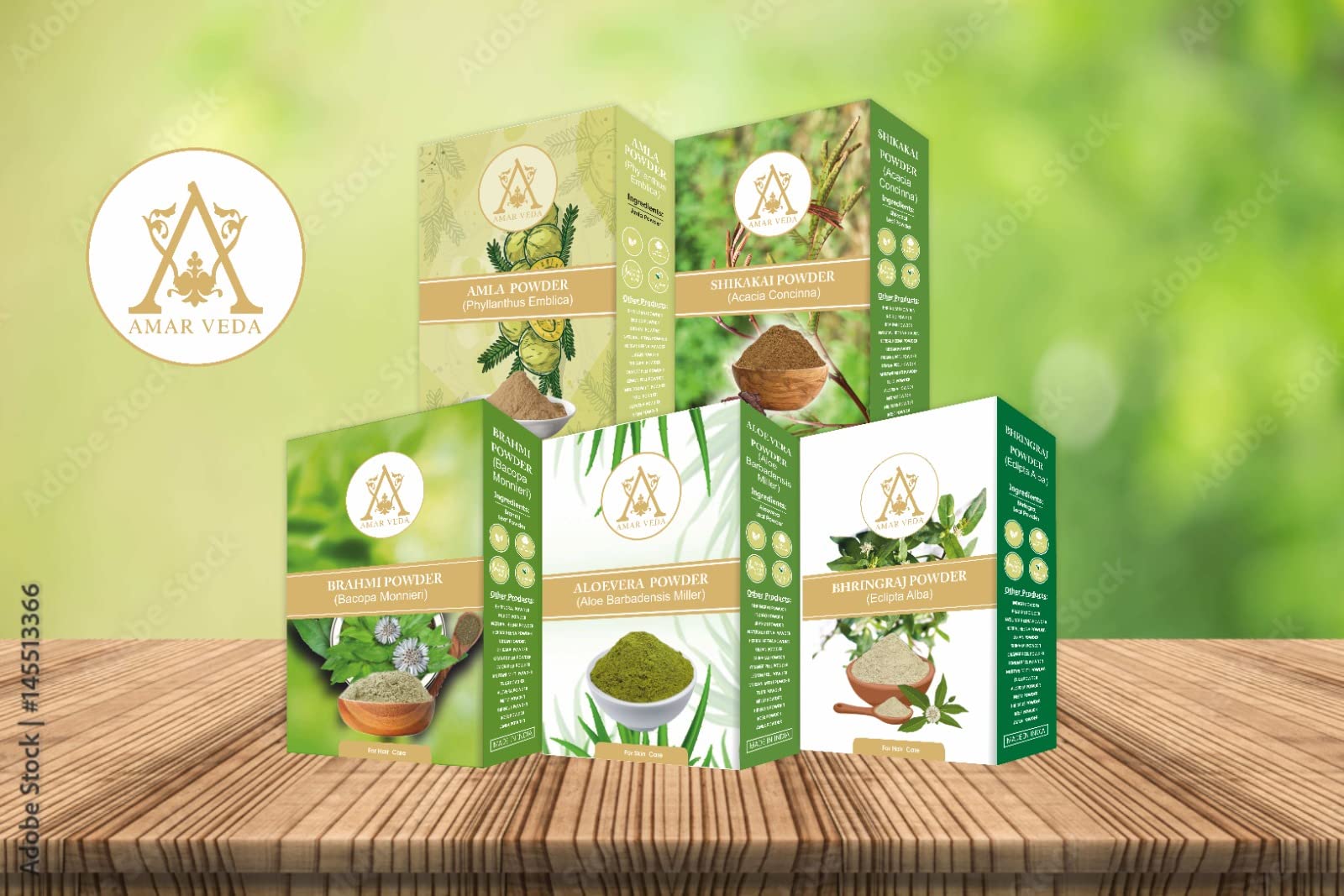 AMAR VEDA Ayurvedic Hair Care Combo Pack - Bhringraj Powder, Aloe Vera Powder, Amla Powder, Brahmi Powder, Shikakai Powder for Hair Loss Treatment (100g Each, 5 Herbs Set) | Natural Remedy for Hair Growth, Dandruff & Scalp Health | Perfect for DIY Hair Masks & Ayurvedic Routines