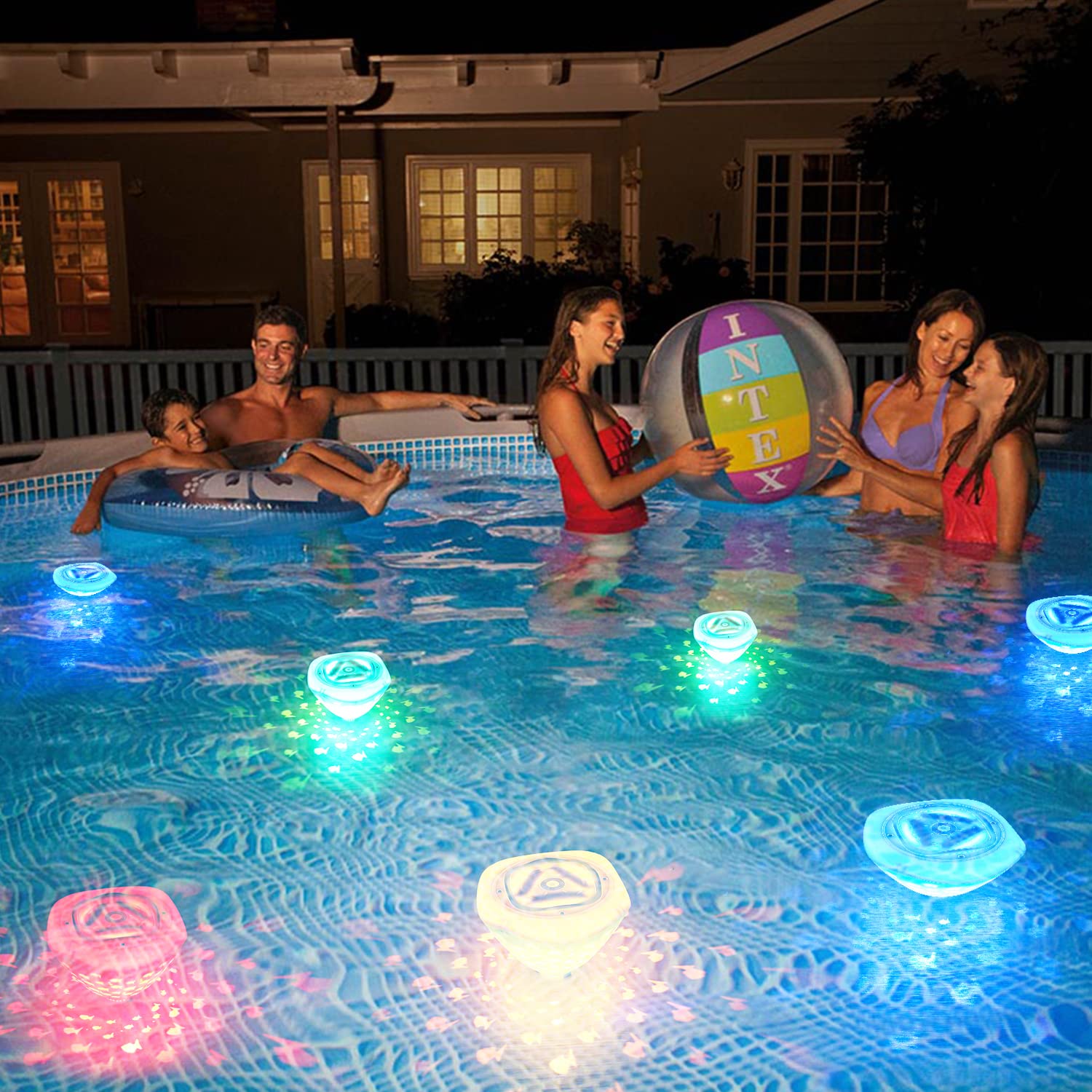 LOLLIMOCCO Floating Pool Lights - 2 Pack Underwater LED Lights with Fish Design, 4 Color Changing Modes & 6 Lighting Effects for Swimming Pools, Bathtubs, Hot Tubs - Perfect for Parties, Night Swimming & Backyard Decorations