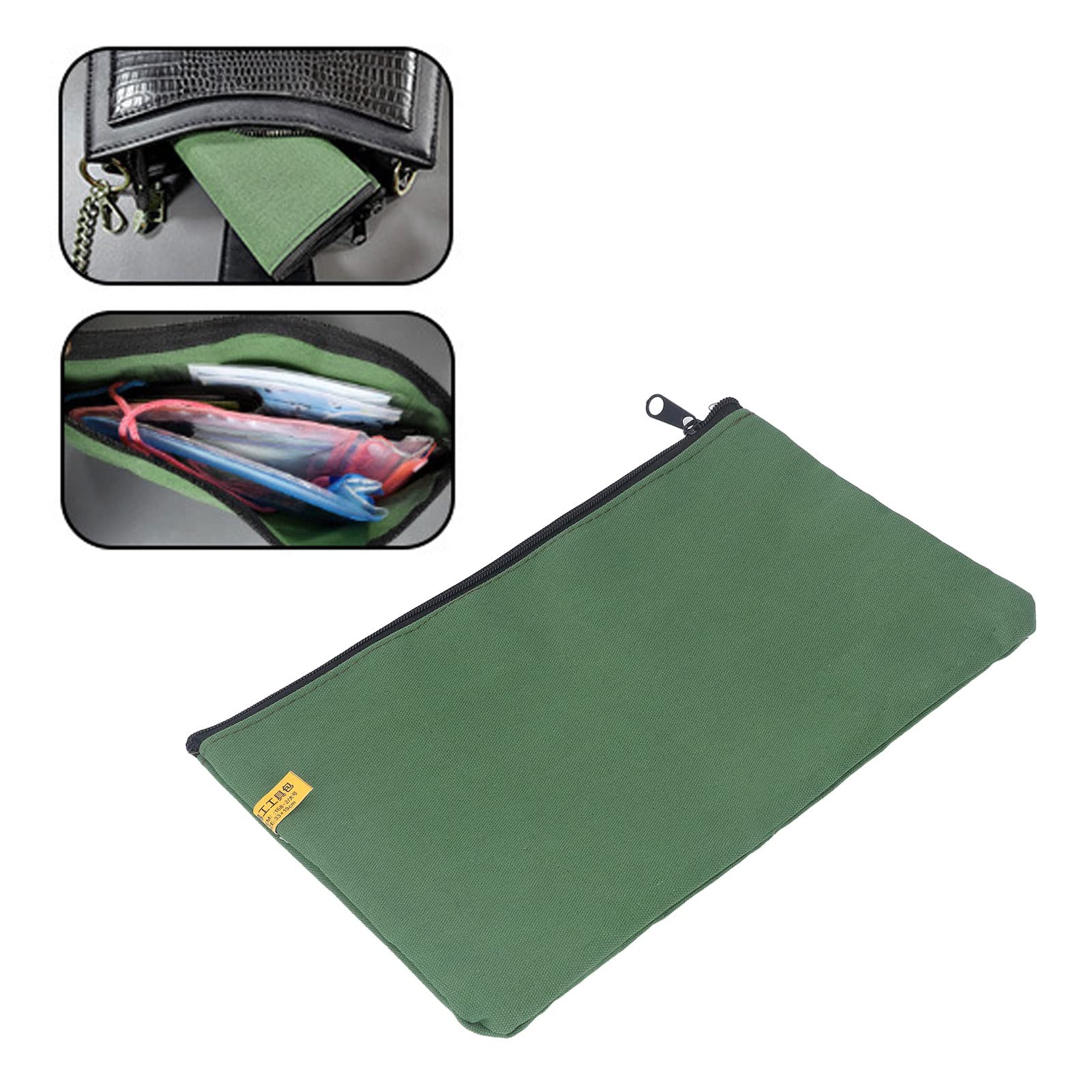 Ubersweet® Large Capacity Waterproof Wide Mouth Multifunction Tool Tote Bag - Army Green for Artisans, Nail Technicians & Mechanics - Perfect for Construction Sites, Home Repairs & Professional Workshops