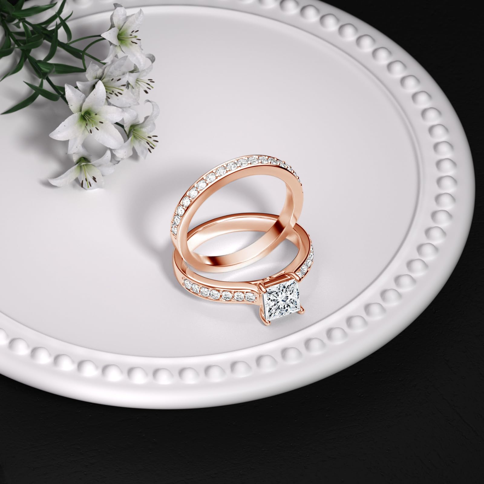 Moissanite Engagement Ring Set for Women - 2cttw D Color VVS1 Princess Cut Wedding Band Bridal Set in 925 Sterling Silver | Perfect for Proposals, Anniversaries & Bridal Jewelry