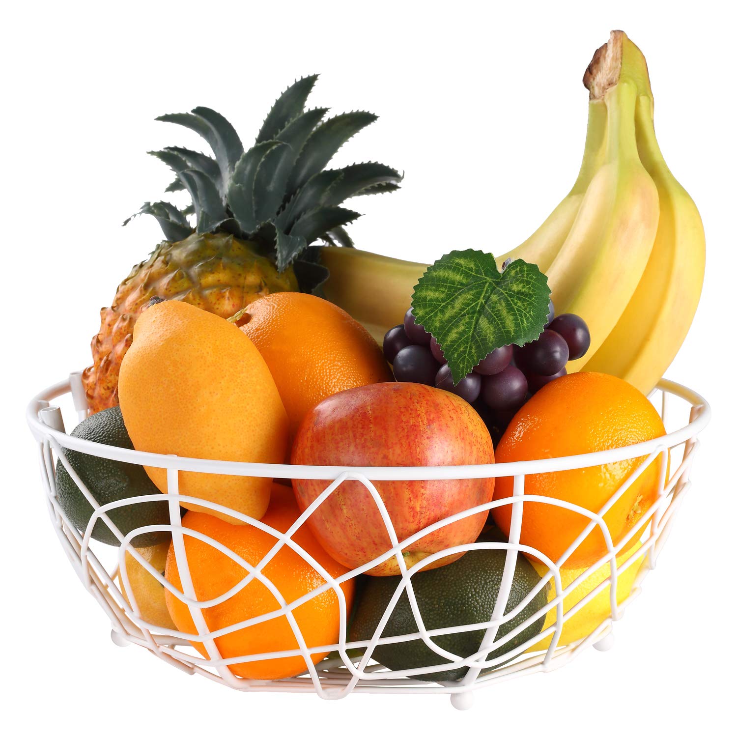 Modern White Fruit Basket Bowl with Banana Hanger - Elegant Bird Design Kitchen Countertop Organizer - Decorative Display Stand for Dining Room & Home Decor - Perfect for Fresh Fruit Storage & Tabletop Arrangement