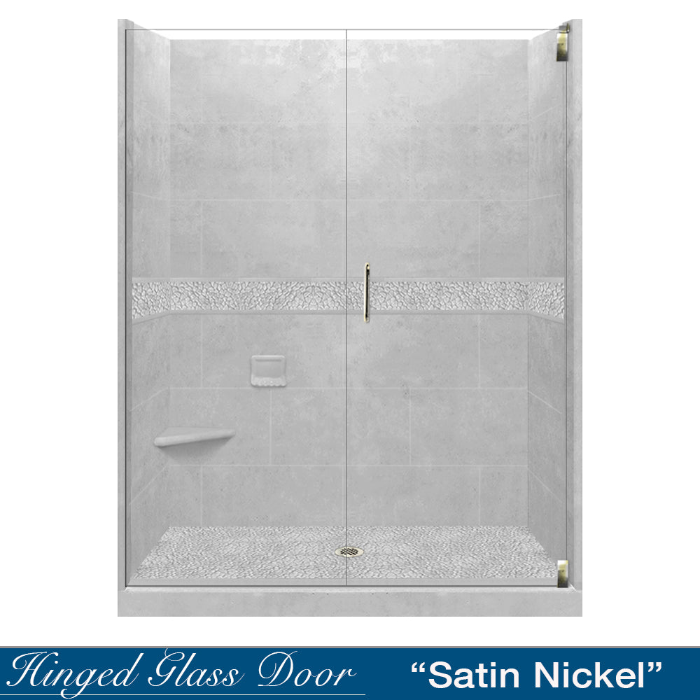 60 Alcove Portland Cement Sistine Stone & Pebble Stone Accent - DIY Shower Remodel Kit for Bathroom Renovation | Waterproof Tile Backer Board for Wet Areas | Perfect for Home Improvement Projects