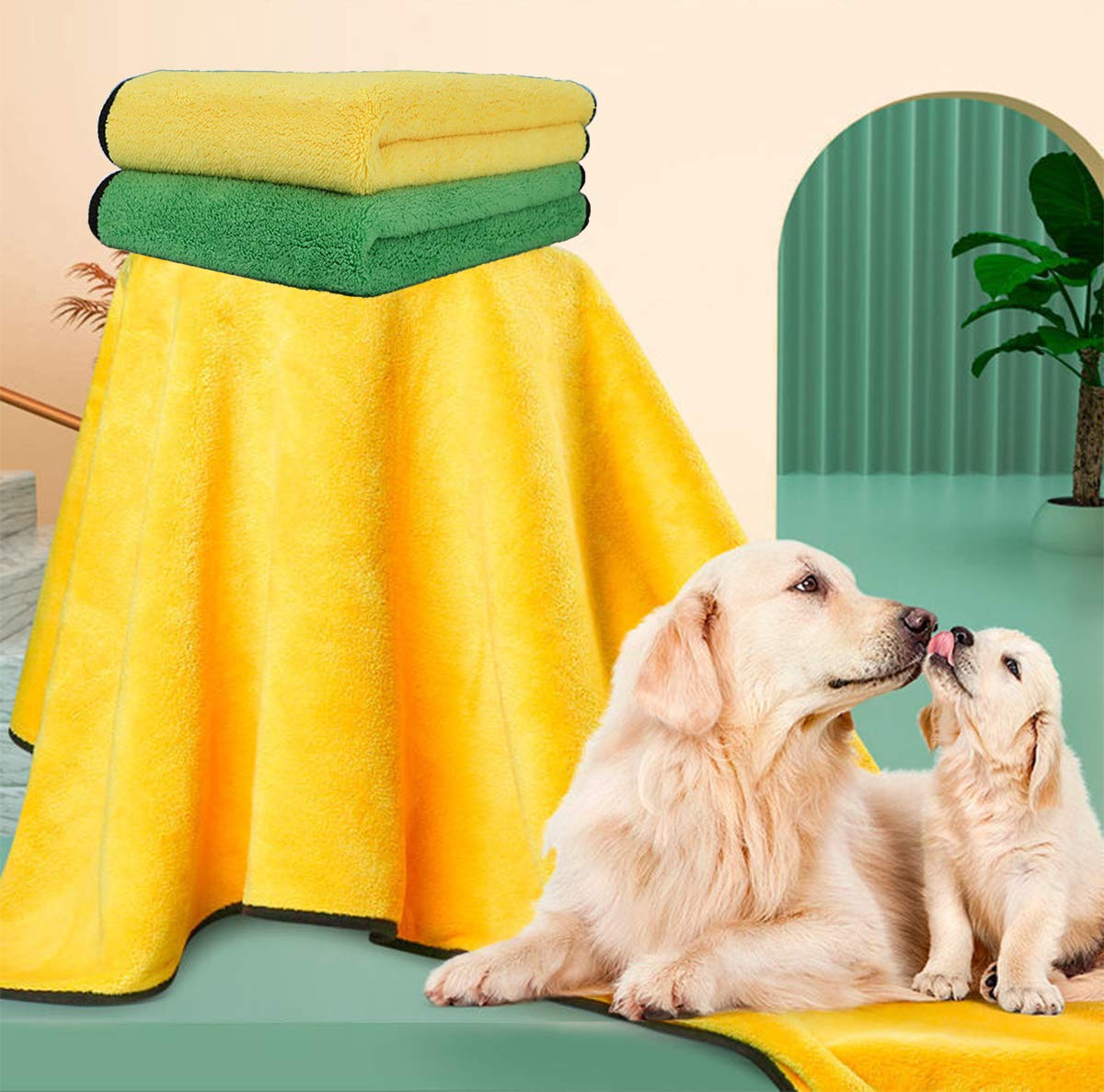 2 Pack Super Absorbent Microfiber Dog Towels - Quick Dry Pet Bath & Drying Towel for Small Dogs & Cats, 11.8