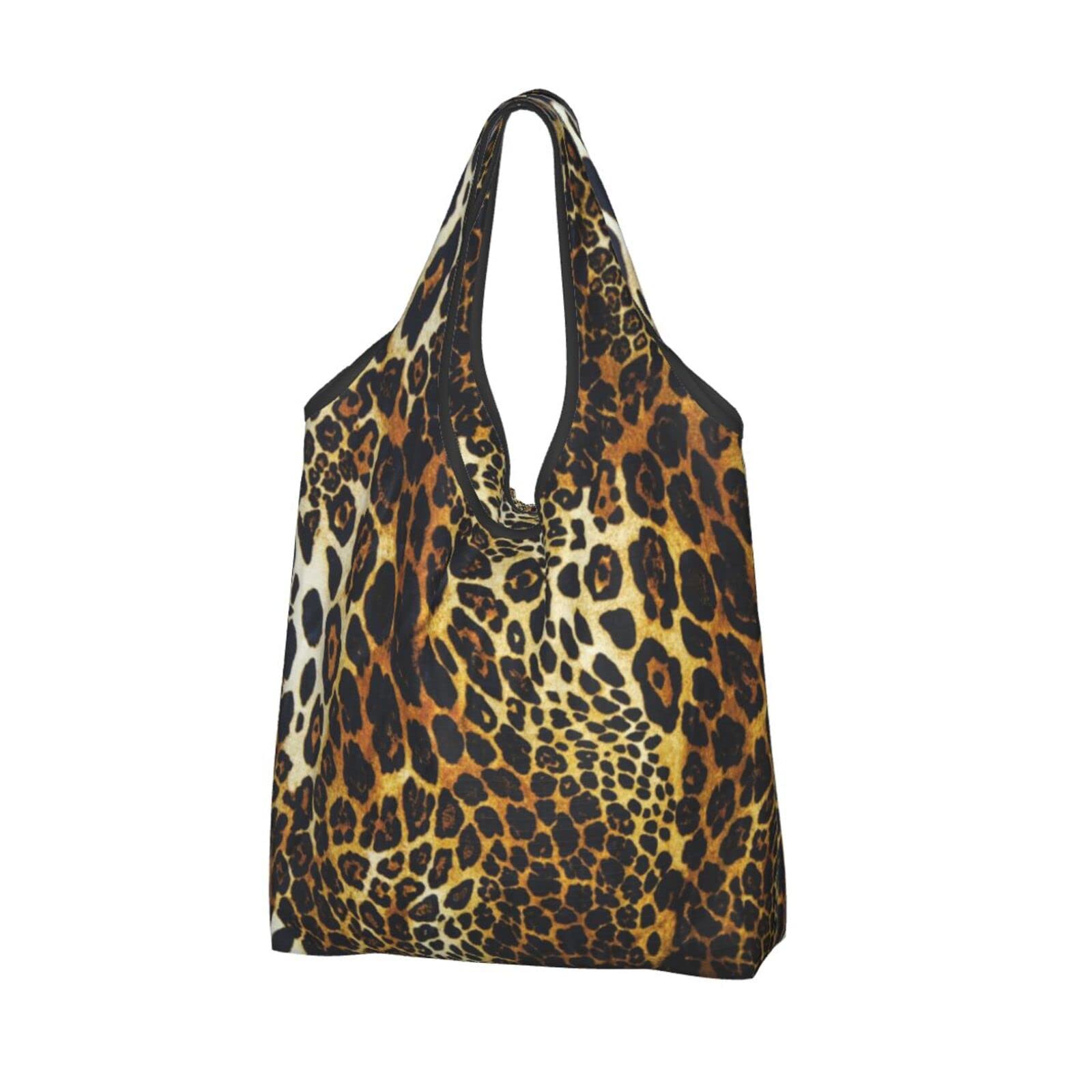 Eco-Friendly Leopard Print Reusable Shopping Bags - Waterproof Foldable Grocery Tote for Women & Men - Perfect for Groceries, Beach, Gym & Travel