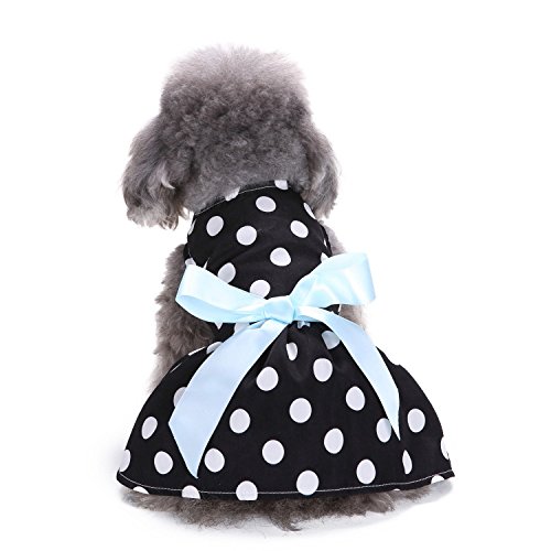 Worderful Pet Dog Dress - Princess Puppy Dresses for Small Dogs with Bowknot, Summer Dog Clothes Costume Apparel (Black) - Perfect for Parties, Photo Shoots & Special Occasions