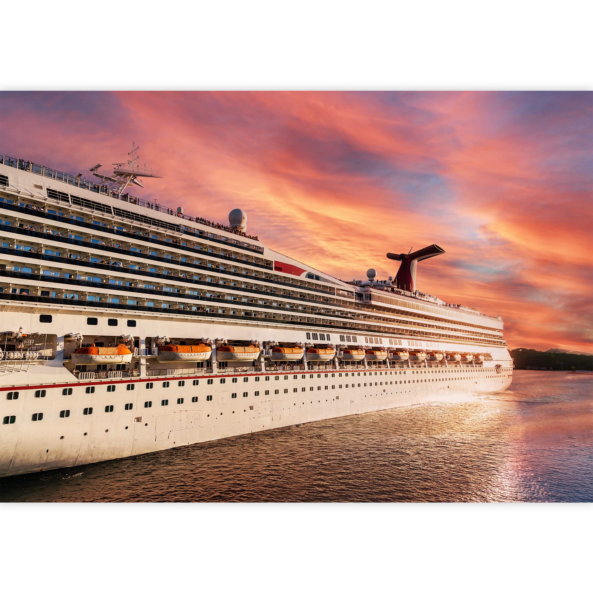 Wall26 Removable Wall Sticker - Pastel Sunset Cruise Ship Ocean Mural, 66