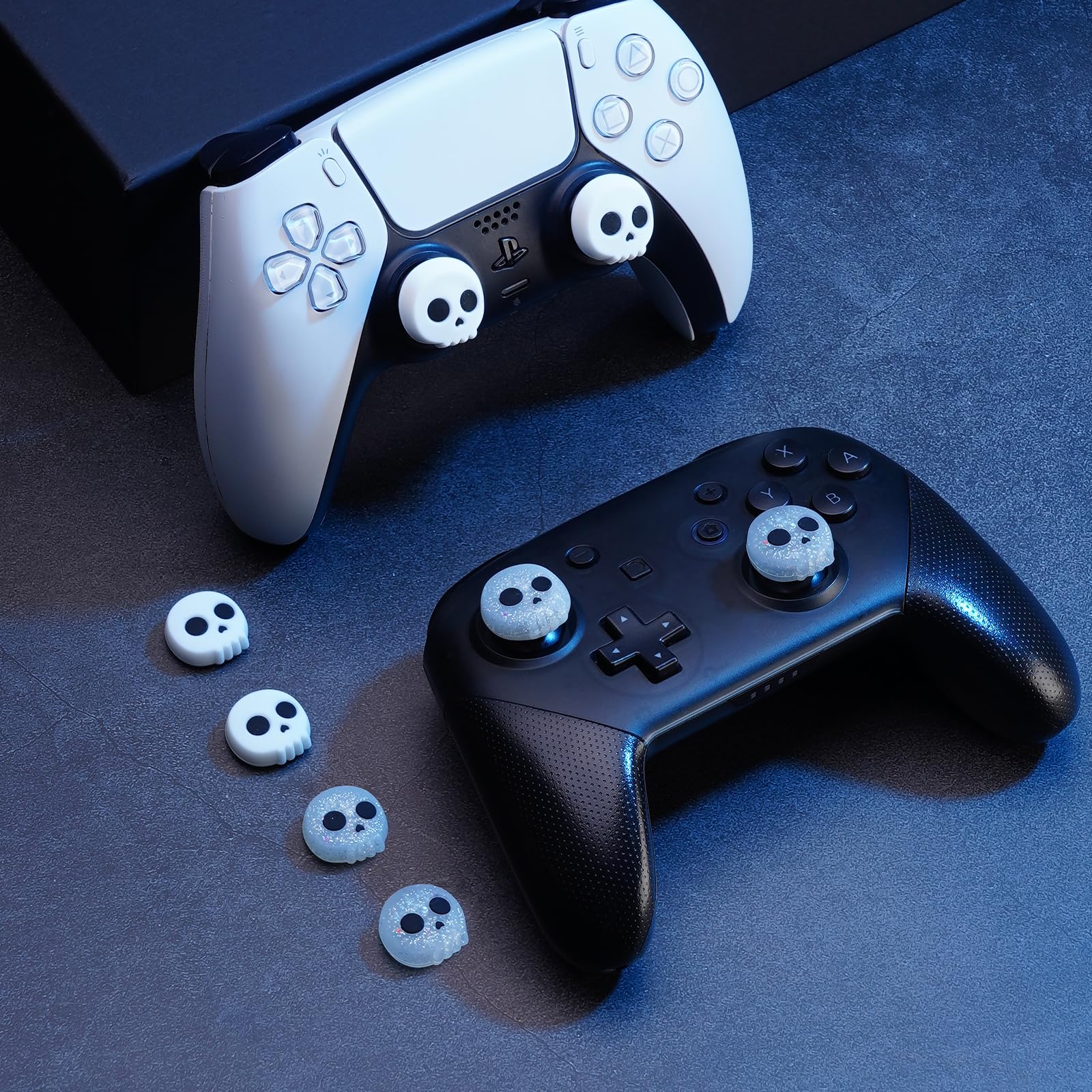 Halloween Silicone Thumb Grip Caps for PS5/PS4, Switch Pro, Xbox Series X/S Controllers - 4PCS Skull Design Joystick Covers - Perfect for Gaming, Comfort and Enhanced Grip During Long Play Sessions