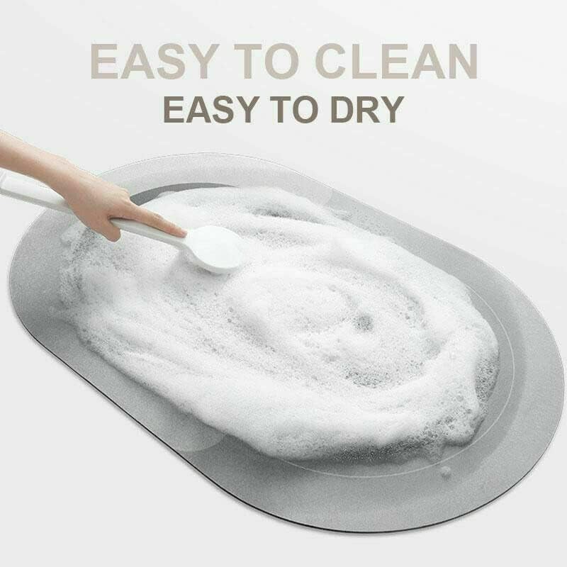 Non-Slip Quick Dry Bath Mat - Super Absorbent Diatomite Bathroom Floor Mat, Anti-Skid Shower Mat for Wet Areas, Grey (Pack of 1) - Perfect for Bathroom, Shower, Poolside & Entryway Safety