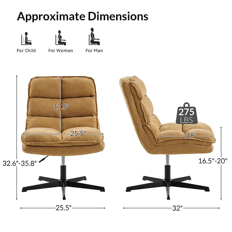 Simon Armless Office Chair with Thick Cushion - Ergonomic Comfort for Home Office, Study, and Workspace - Perfect for Long Hours of Sitting
