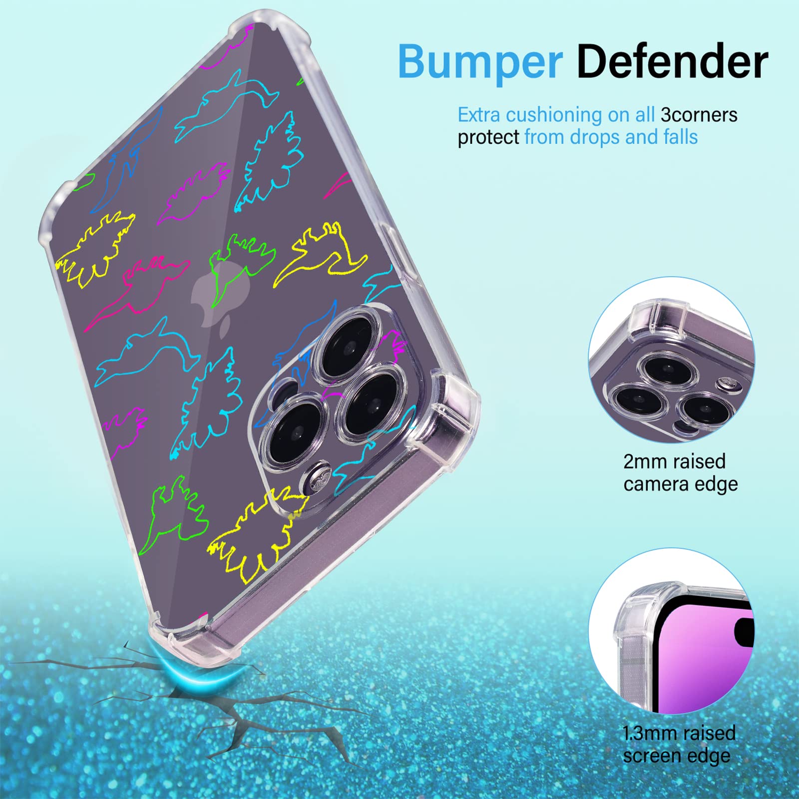 **Funny Dino Design iPhone 11 Pro Max Case - Rainbow Pattern, 6.6 ft Drop Protection, Soft TPU Cover with Screen Protector | Perfect for Kids, Dinosaur Lovers & Trendy Style**