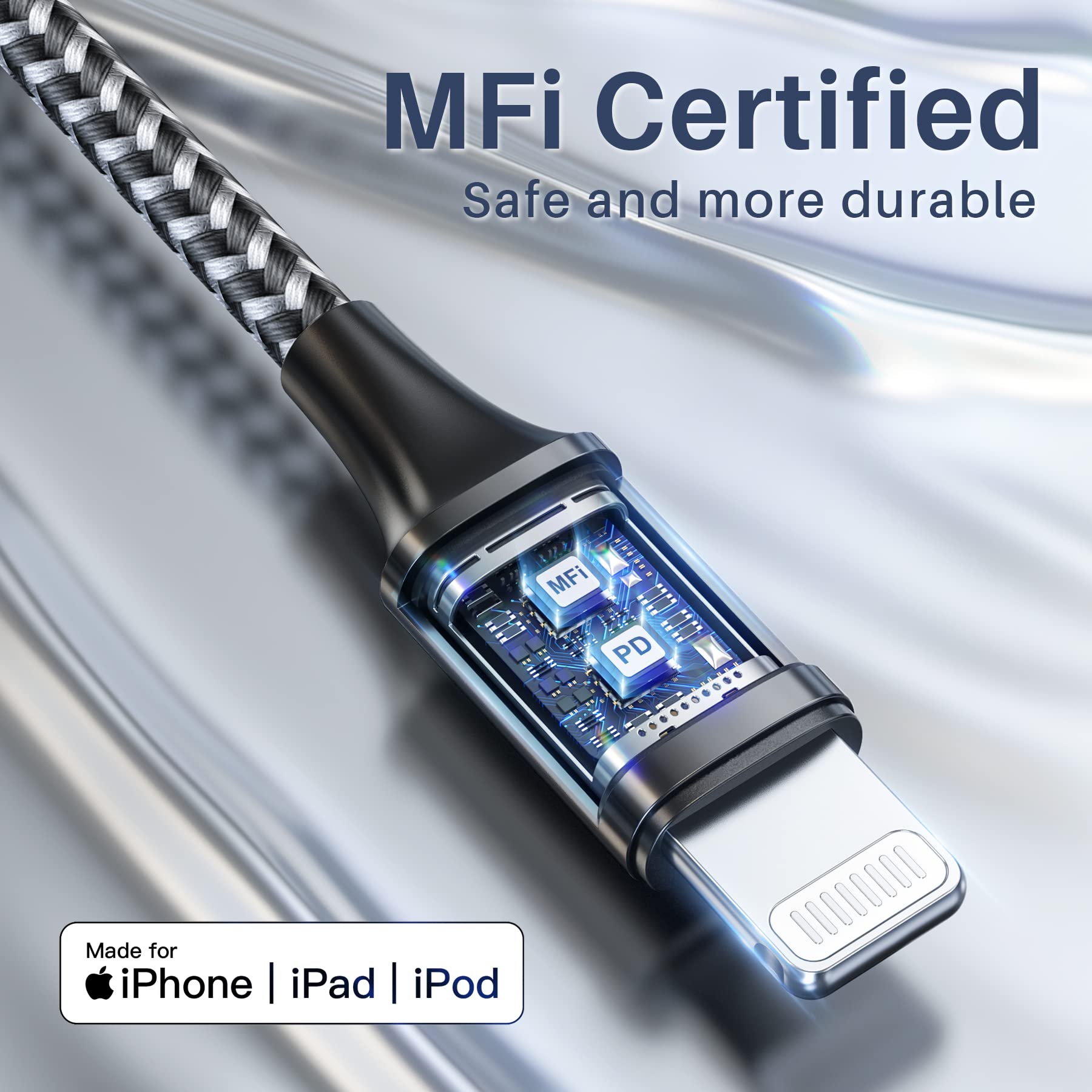 RAVIAD 2-Pack MFi Certified USB C to Lightning Cable [0.3M/1ft] Fast Charging Cable with Power Delivery for iPhone 14/13/12/11 Pro Max/XS/XR/X/8/SE - Black | Perfect for Home, Office & Travel Charging
