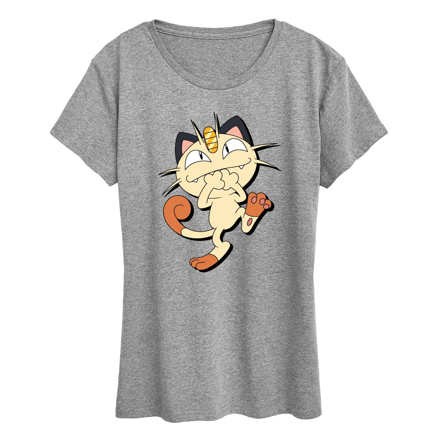 HYBRID APPAREL Women's Pokémon Meowth Shadow Graphic T-Shirt - Short Sleeve Cotton Tee for Casual Wear, Anime Conventions & Gaming Events
