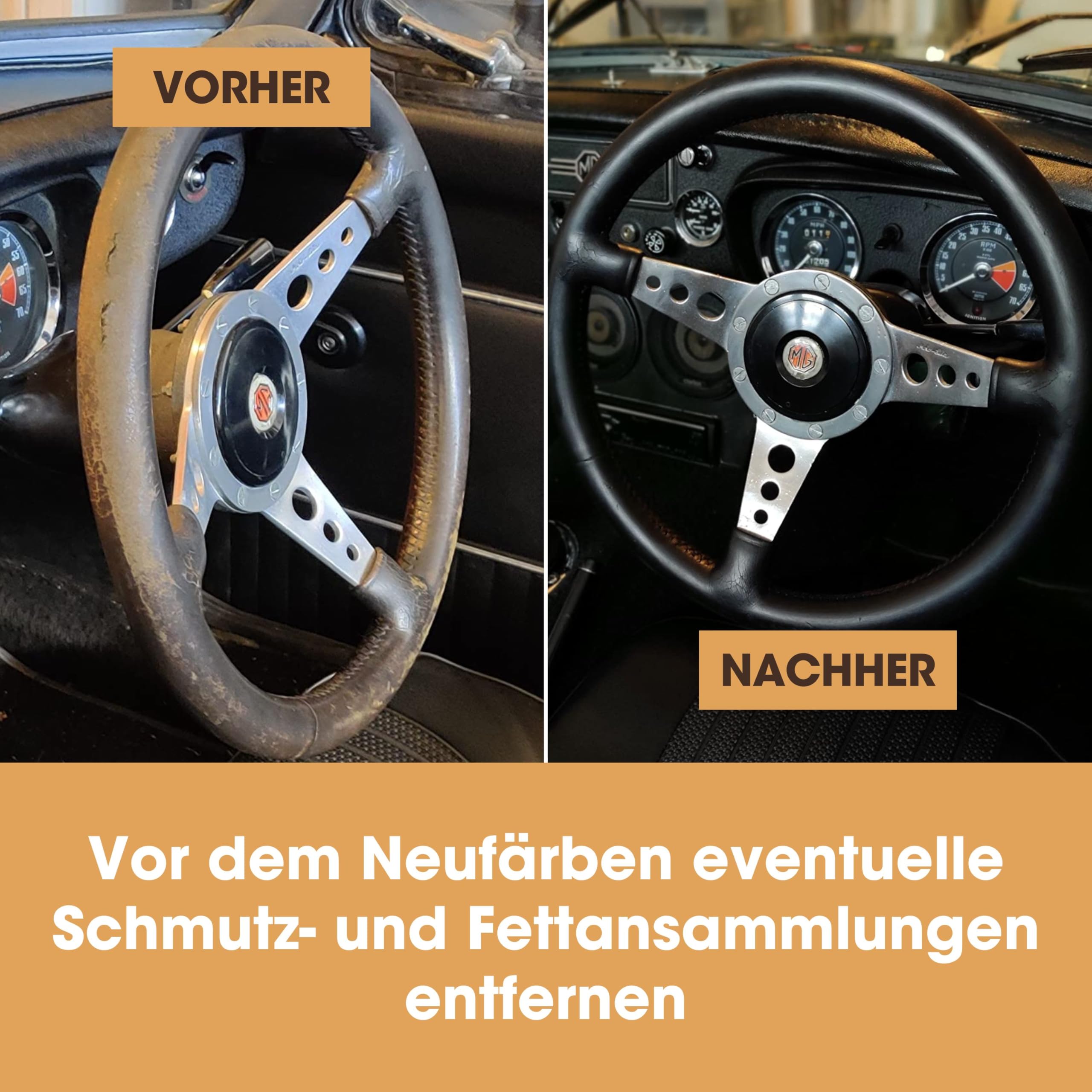 Furniture Clinic Leather Steering Wheel Repair Kit - Fix Tears, Scuffs & Scratches | DIY Car Interior Restoration for Luxury Vehicles & Classic Cars