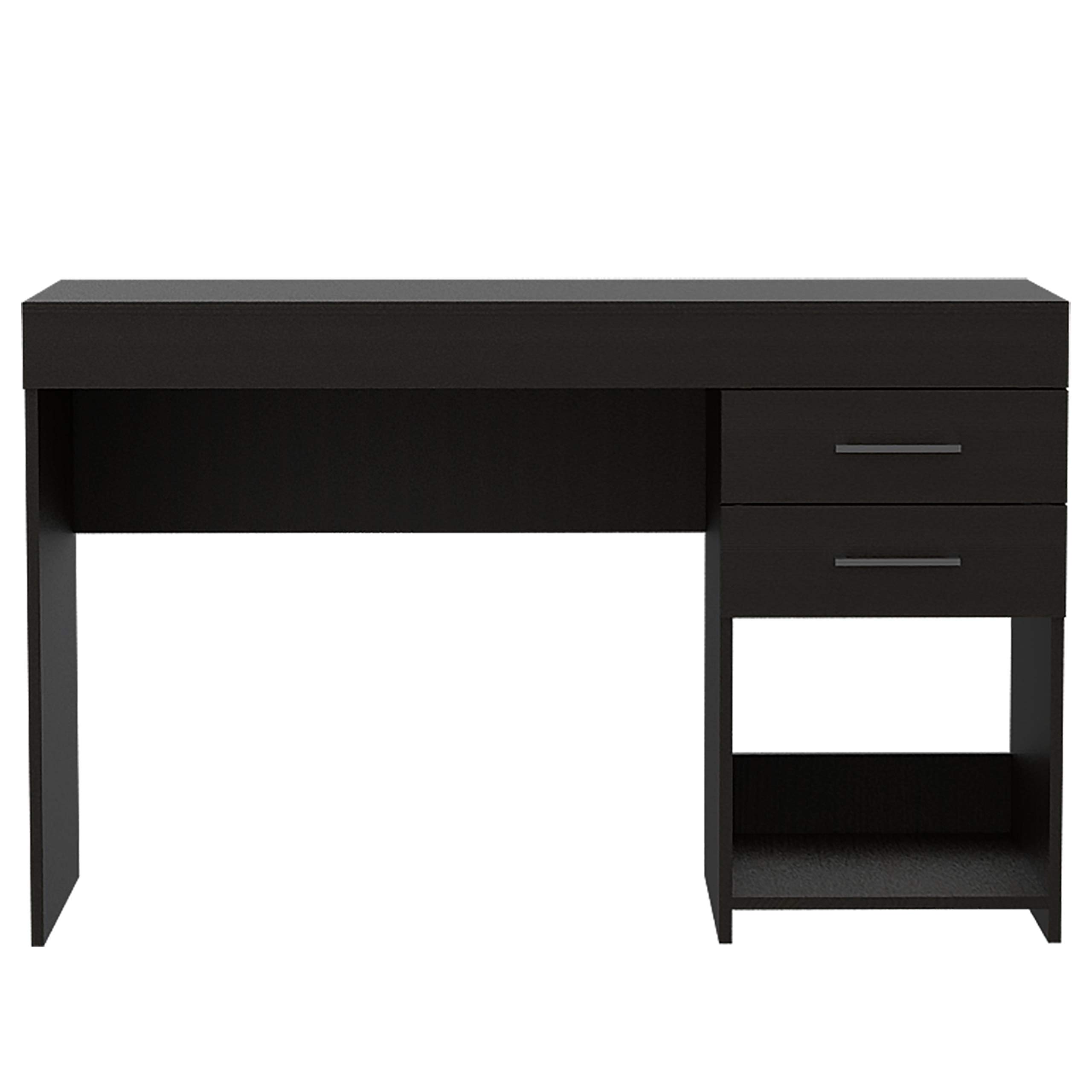 Black Austin Computer Desk with 2 Drawers & Open Shelf - Sturdy Metal Handles, Home Office Desk for Small Spaces, Gaming & Study Workstation
