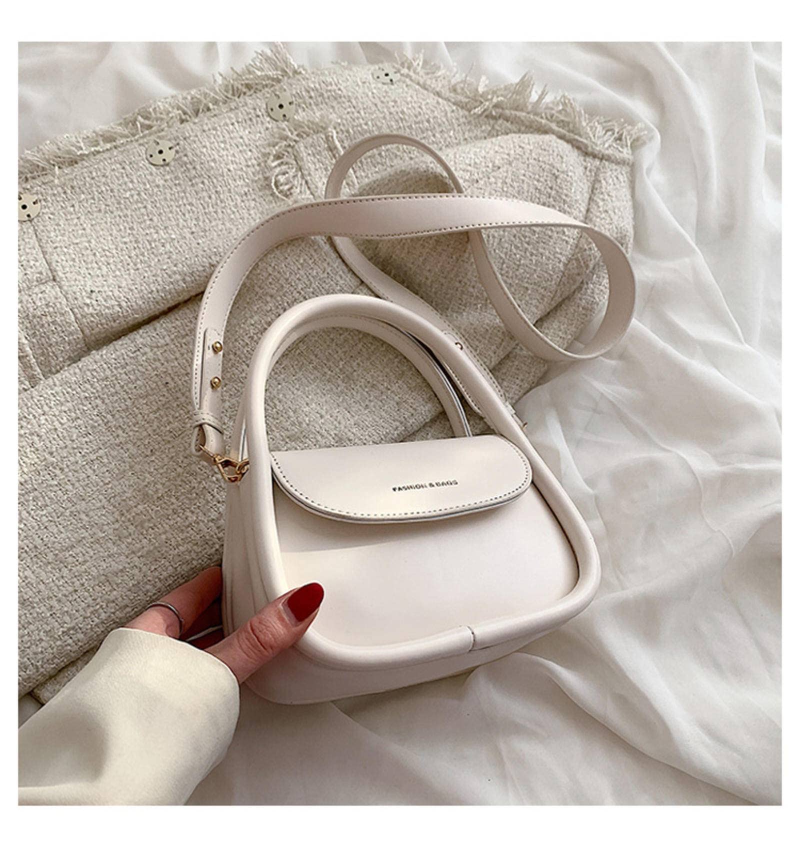NA Solid Color Crossbody Bag - Urban Minimalist Shoulder Bag for Women, Small Square Purse in 5 Colors (White, Yellow, Red, Blue, Black) | Perfect for Daily Commute, Shopping & Travel Accessories