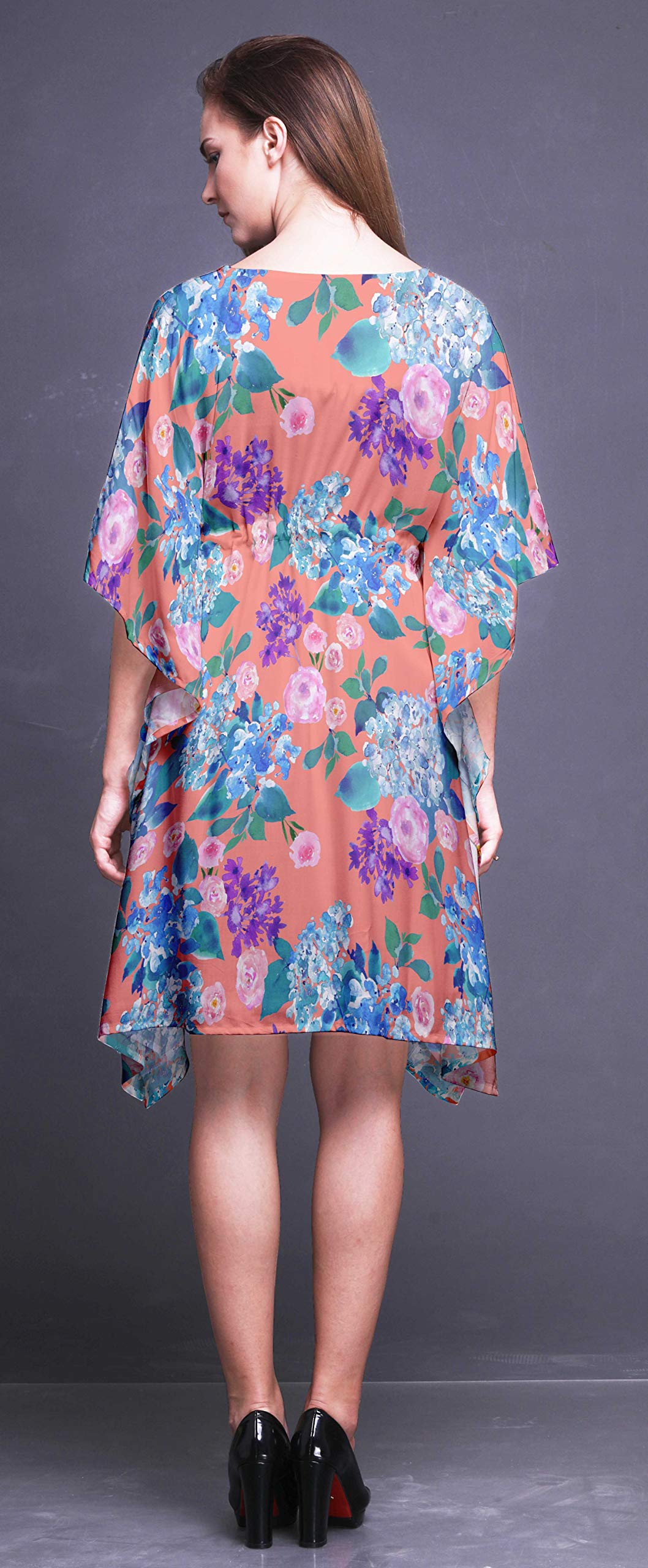 Bimba Women's Short Caftan Midi Dress - Beach Cover Up, Swimwear Wrap, Boho Summer Dress for Pool, Vacation & Resort Wear
