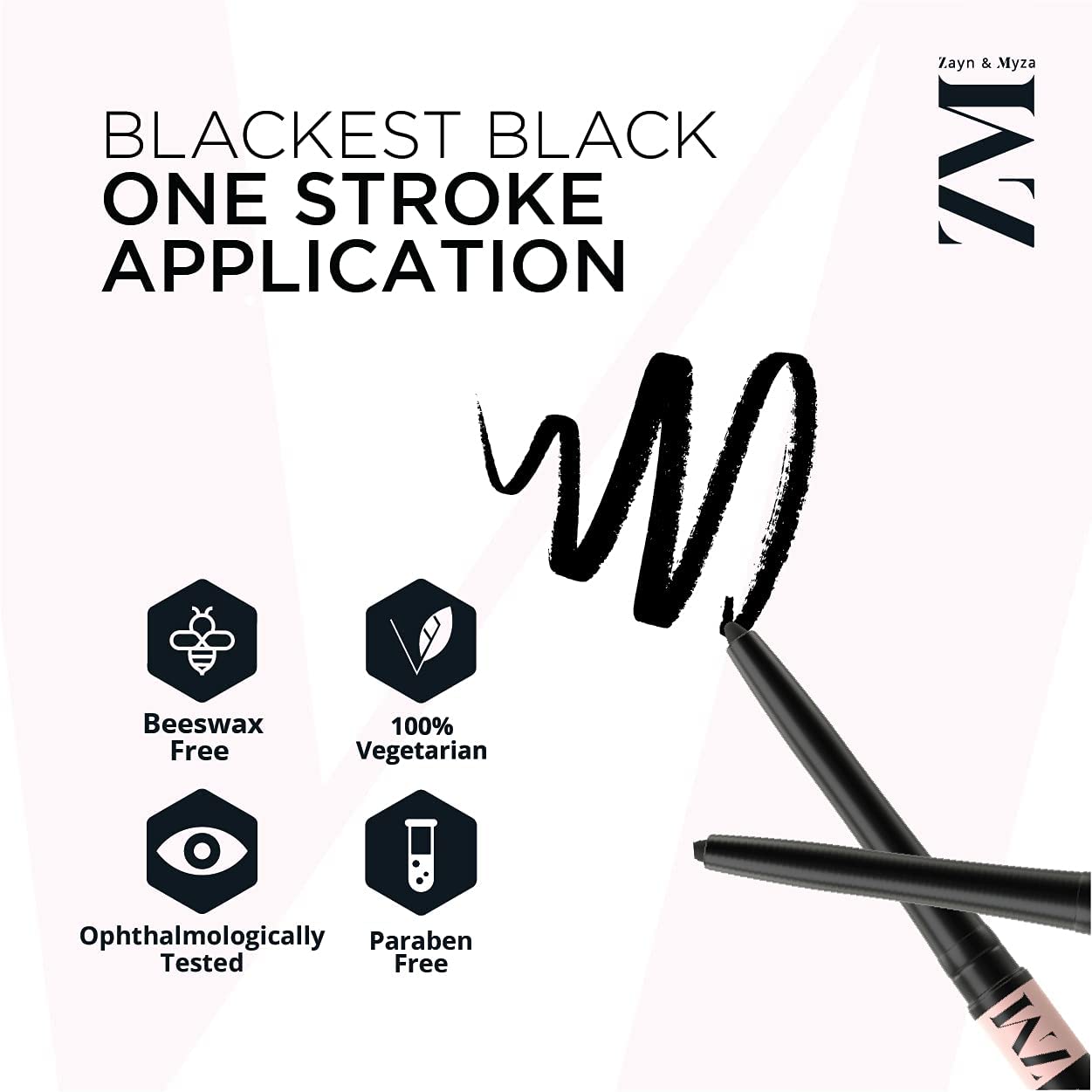 ZM Zayn & Myza Kajal Blink IT Black Eyeliner - 0.35g Smudge-Proof & Waterproof Kohl Pencil for Dramatic Eye Makeup, Perfect for Everyday Wear & Special Occasions