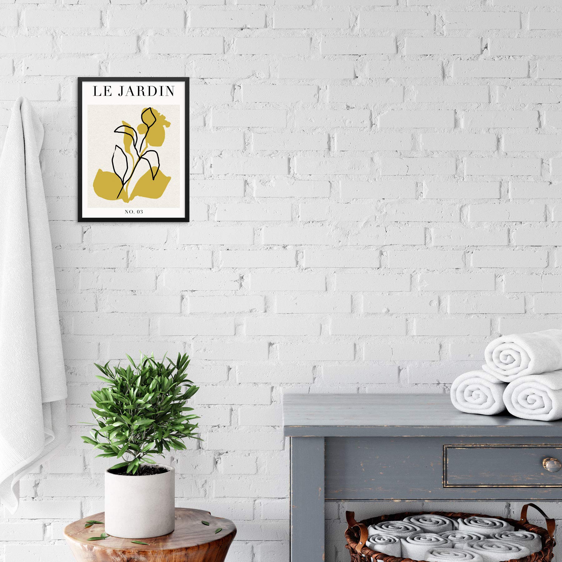Abstract Botanical Art Print - Le Jardin Flowers Poster 11x14 Inches UNFRAMED, Minimalist Wall Art for Living Room, Bedroom, Bathroom Decor - Perfect for Home, Office & Gift Giving