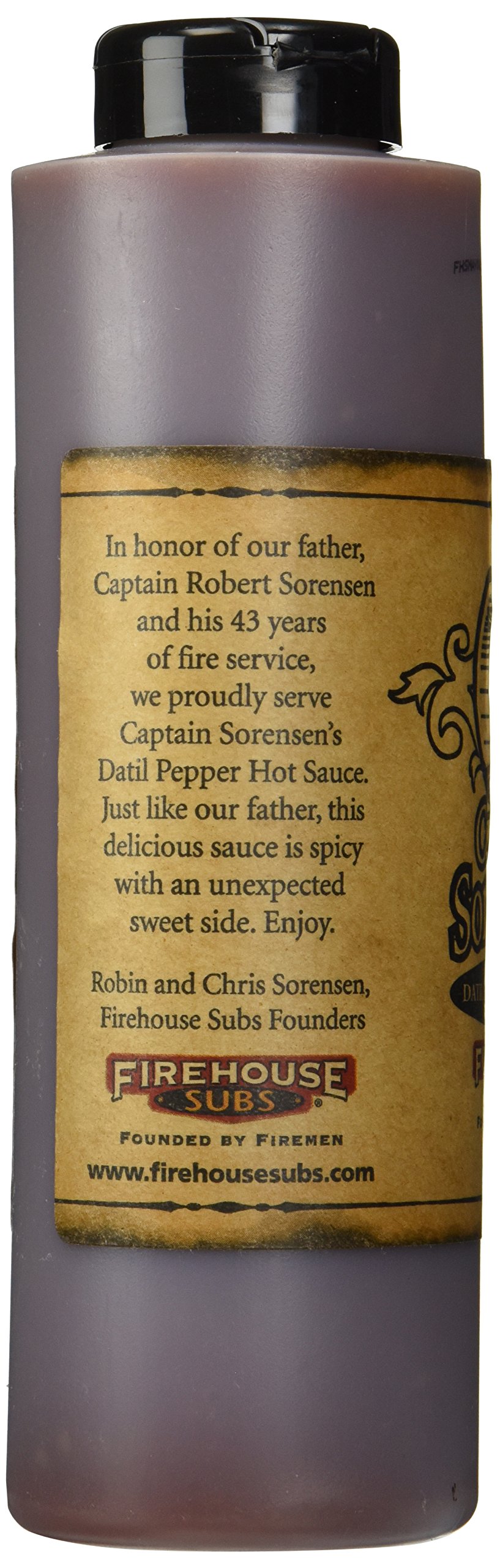 Captain Sorensen's Datil Pepper Hot Sauce - 16oz (473ml) Spicy & Flavorful Gourmet Hot Sauce by Firehouse Subs - Perfect for Wings, Tacos, Burgers & BBQ