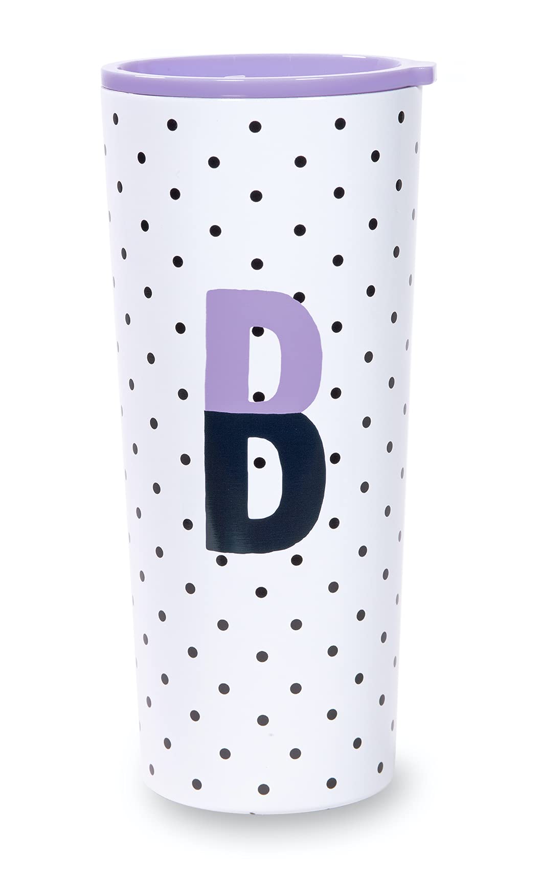 Kate Spade New York 24oz Stainless Steel Travel Mug - Double Wall Insulated Tumbler with Lid, Personalized Initial (Purple) - Perfect for Coffee, Tea & Hot/Cold Drinks On-The-Go