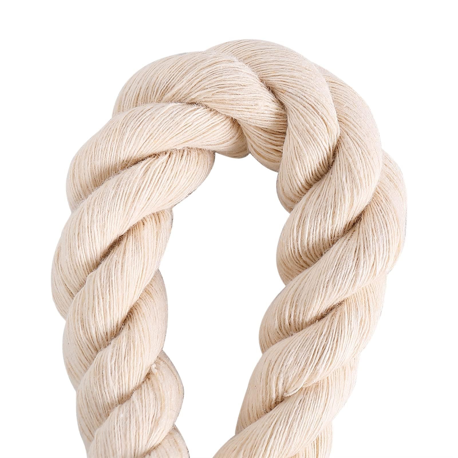 1.5 Inch Thick Natural White Cotton Rope - 50 Feet Heavy Duty Twisted Rope for DIY Crafts, Hammocks, Tug of War, Home Decor & Outdoor Hanging | Perfect for Macrame, Wall Hangings & Backyard Games