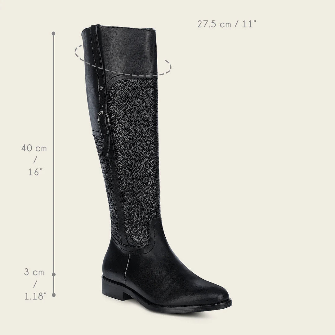 Franco Cuadra Black Leather Riding Boots for Women - Equestrian & Fashion Knee High Boots for Horseback Riding & Stylish Outfits