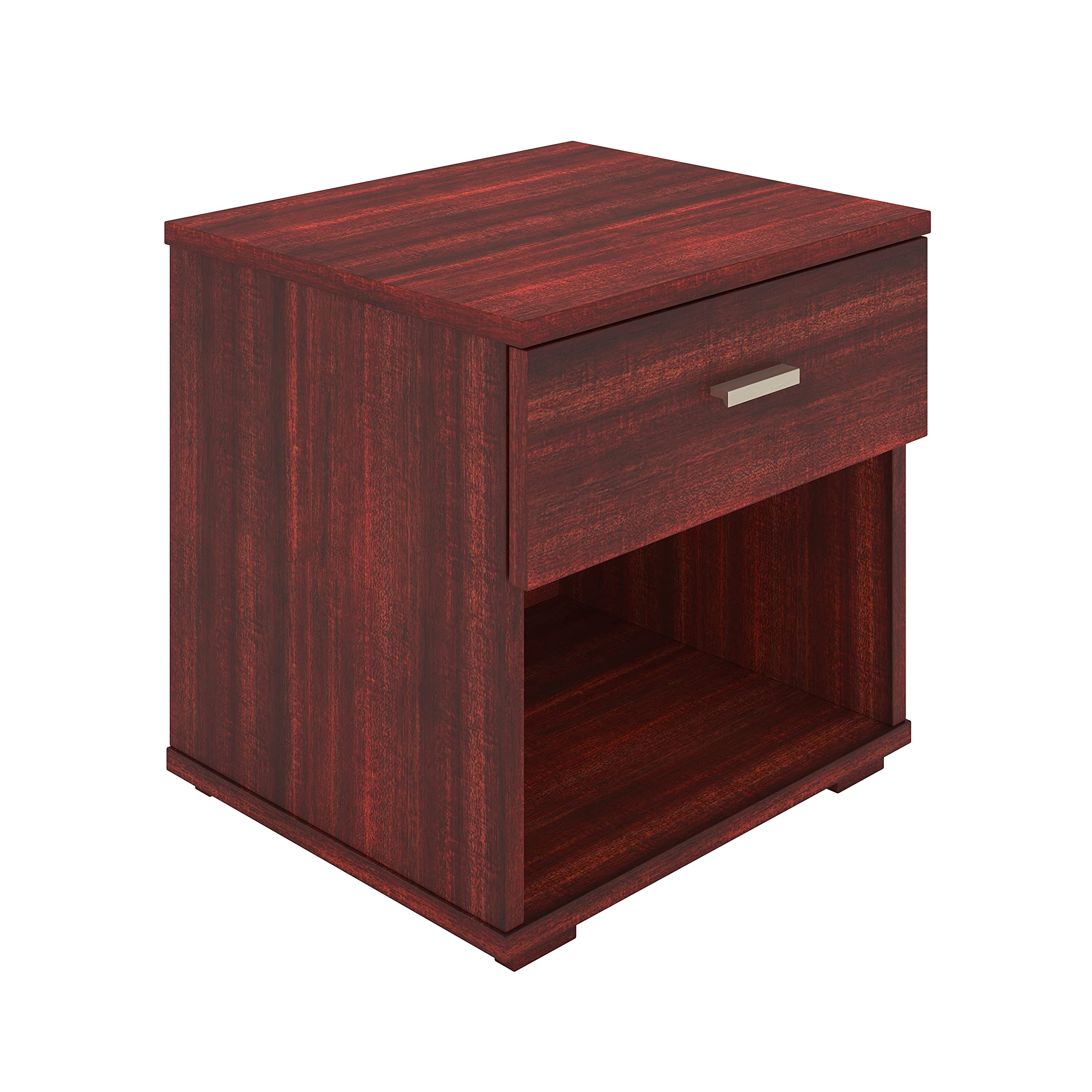 Boyd Sleep Novara Nightstand - Modern Cherry Wood Bedside Table with Deep Drawers & Euro Glides | Perfect for Bedroom Storage & Contemporary Home Decor