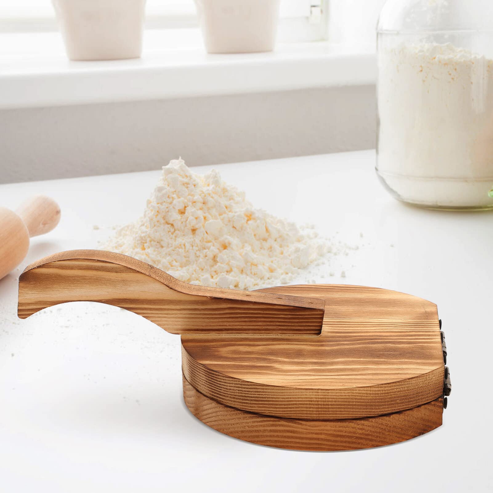 Wooden Tortilla Press - Handmade Dough Presser for Tacos, Dumplings & Wrappers | Manual Tortilla Maker & Dough Flattener | Perfect for Home Kitchens, Mexican Cuisine & Asian Cooking