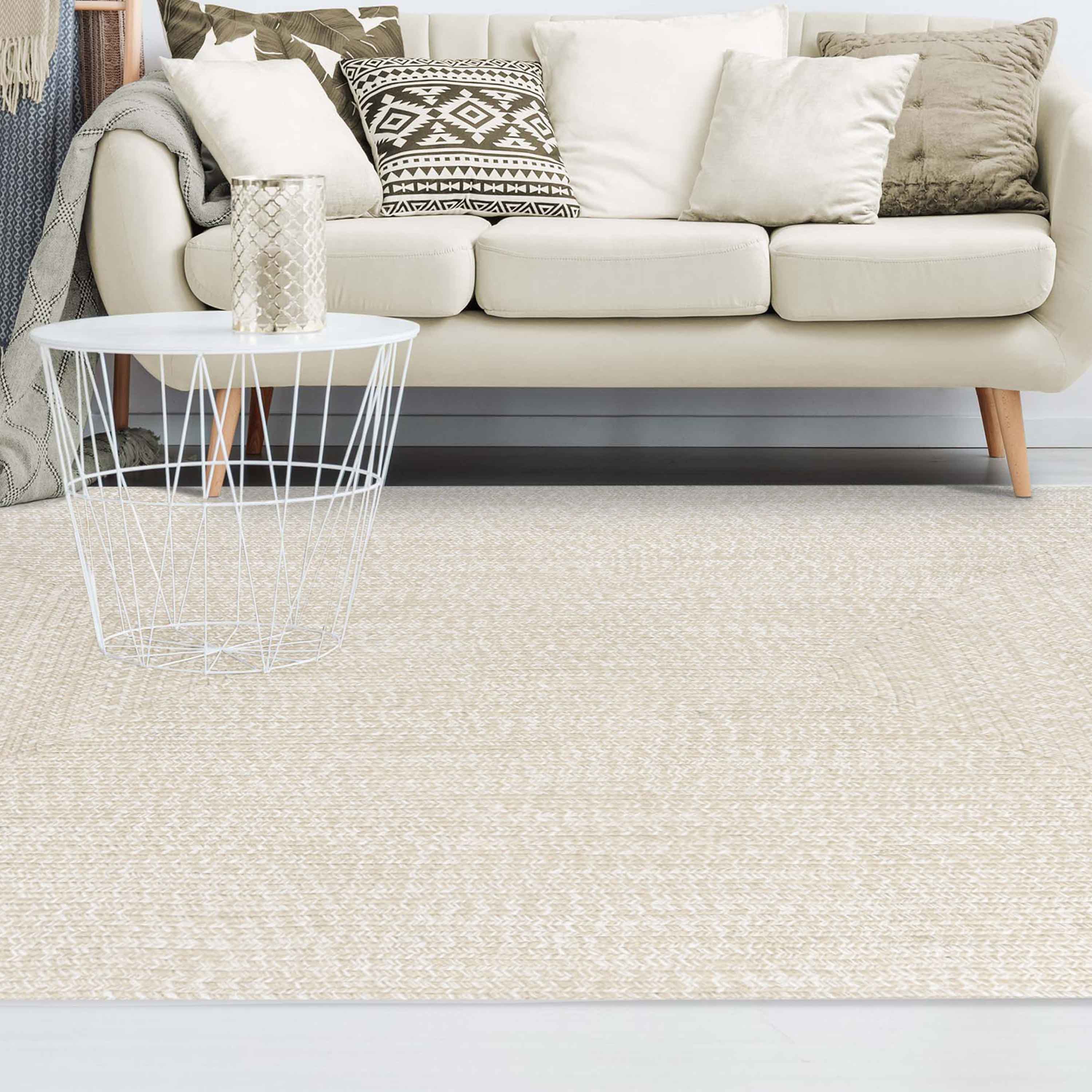 Two-Toned Braided Bohemian Area Rug - Indoor/Outdoor Use for Living Room, Patio & Bedroom Decor
