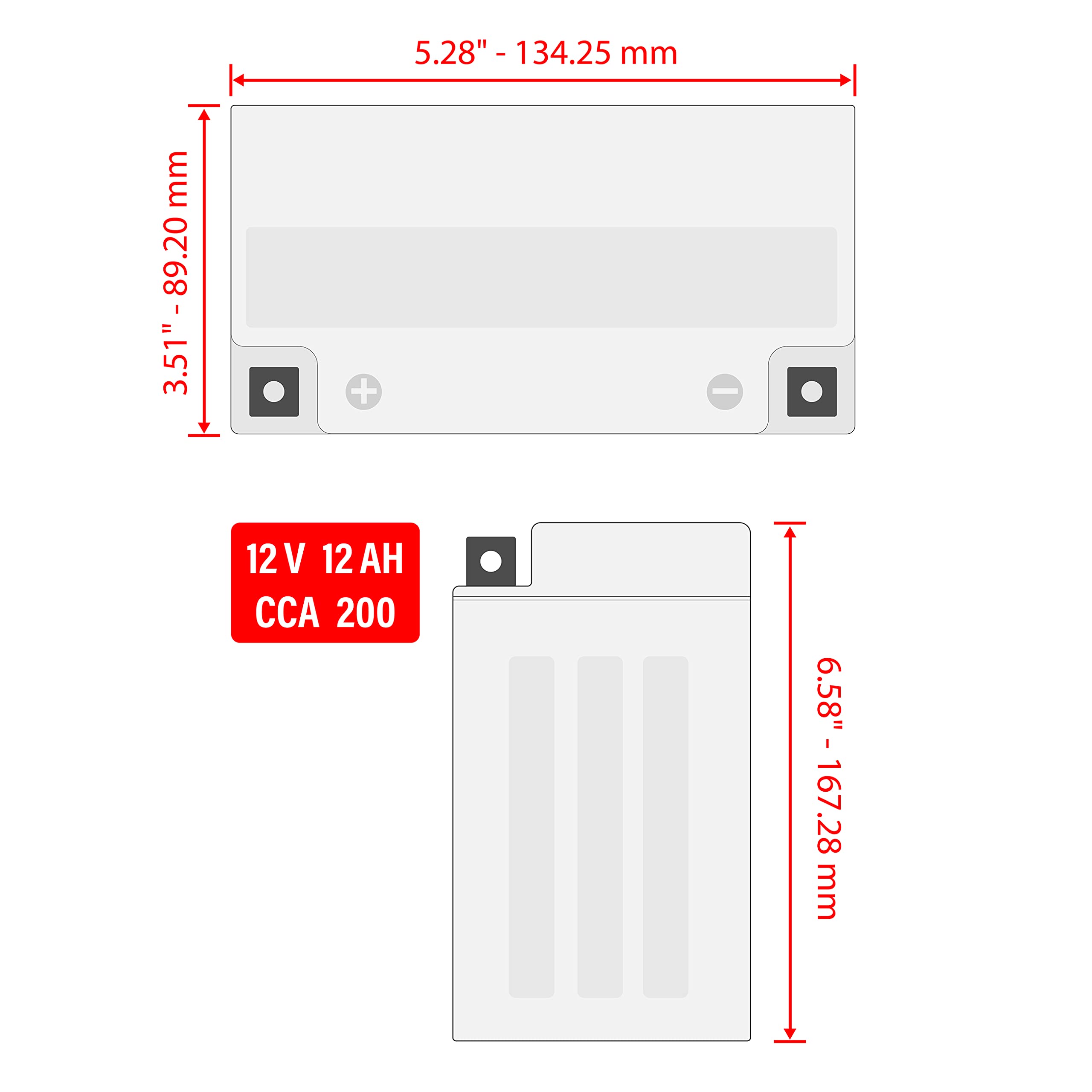 Caltric AGM Battery for Yamaha Bear Tracker 250 (1999-2003) - Off-Road Power