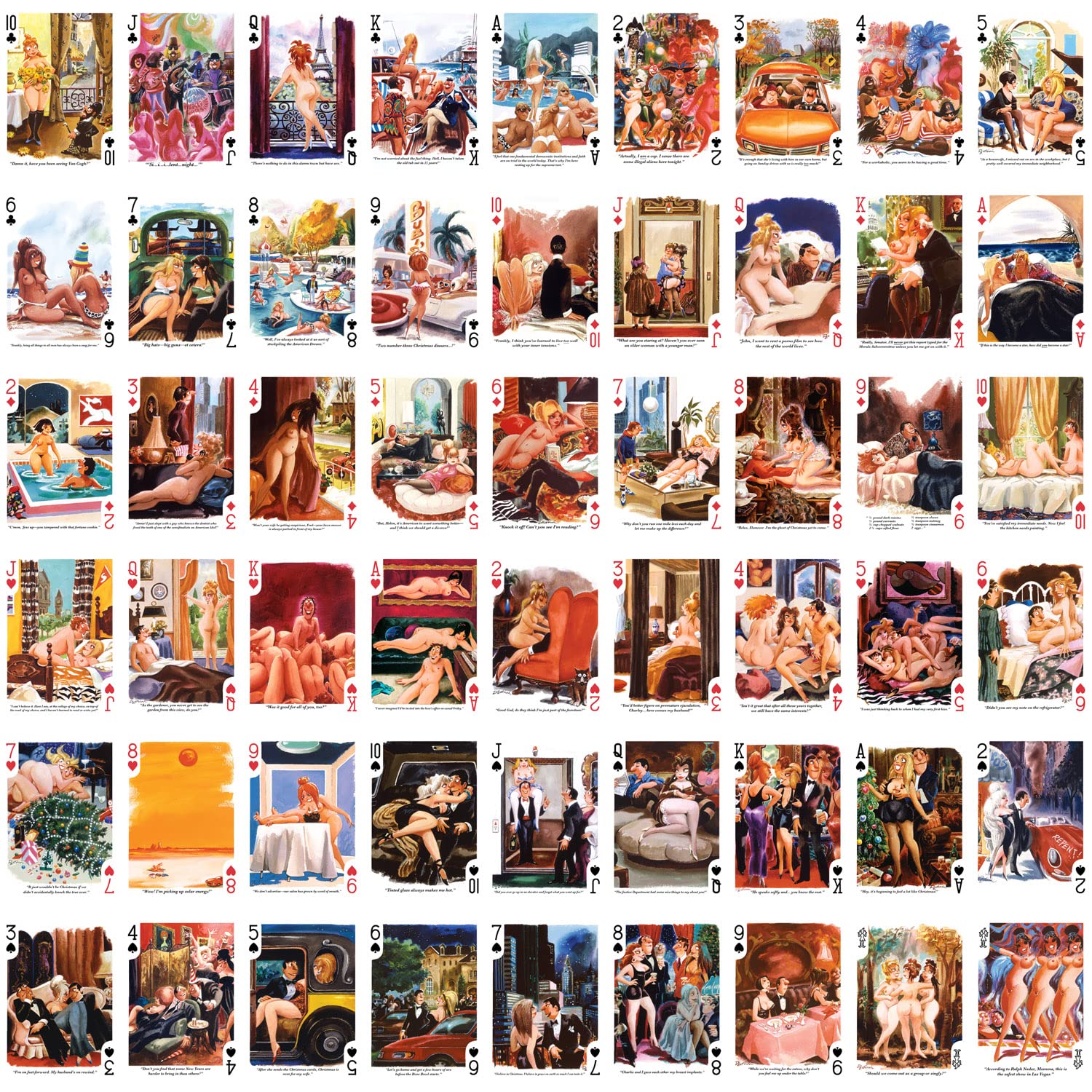 Vintage Retro Adult Cartoon Playing Cards - 54 Unique Poker Deck with Pinup Art & Funny Designs - Perfect for Poker Nights, Gifts & Collectors