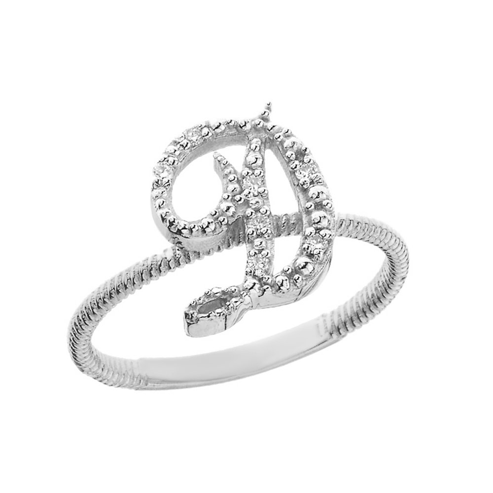 10K White Gold Diamond Initial Letter 