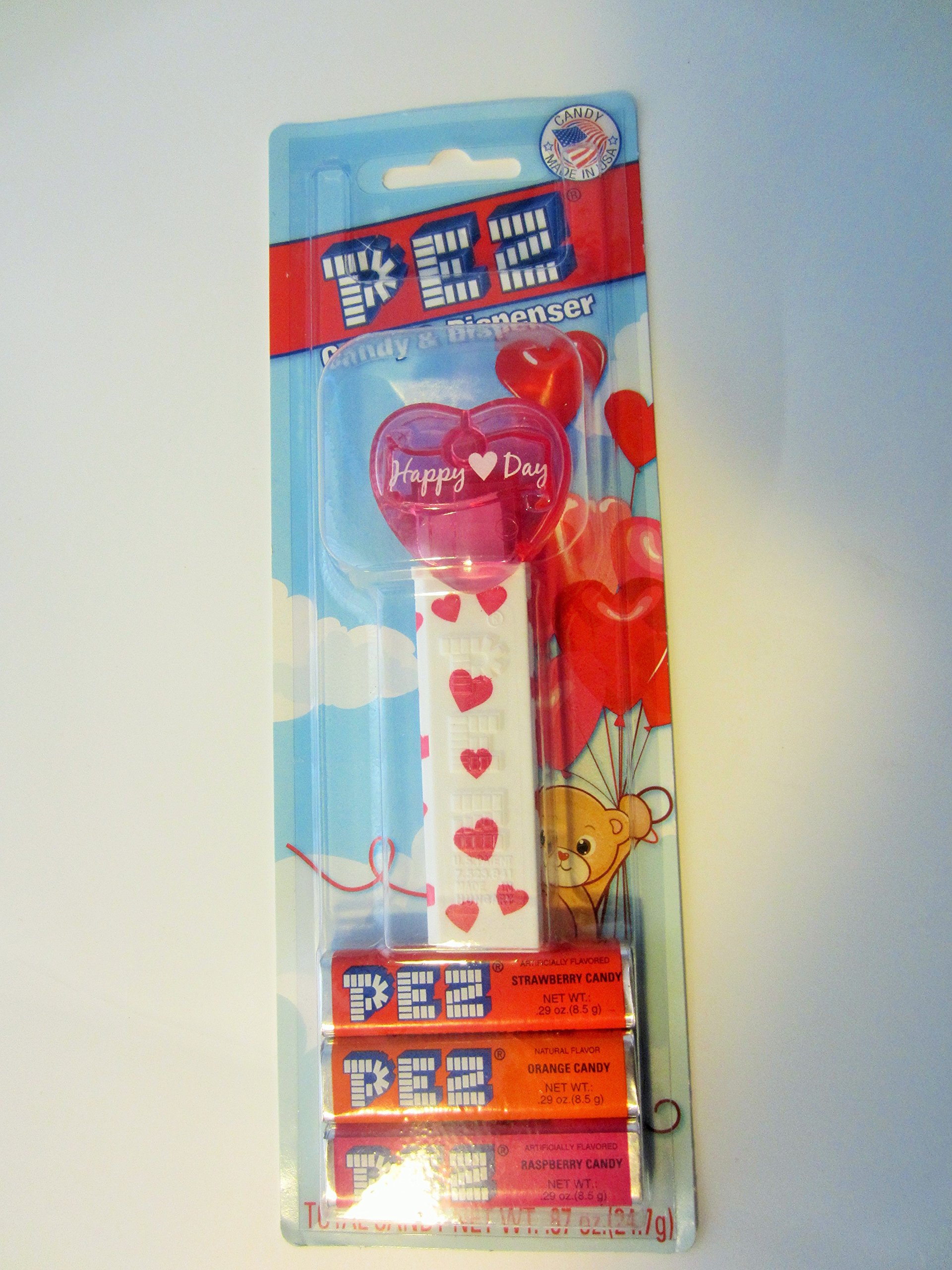 Happy Heart Day Pez Candy Dispenser with 3 Candy Rolls - Valentine's Gift for Kids, Collectors & Party Favors - Perfect for Valentine's Day, Birthdays & Classroom Treats