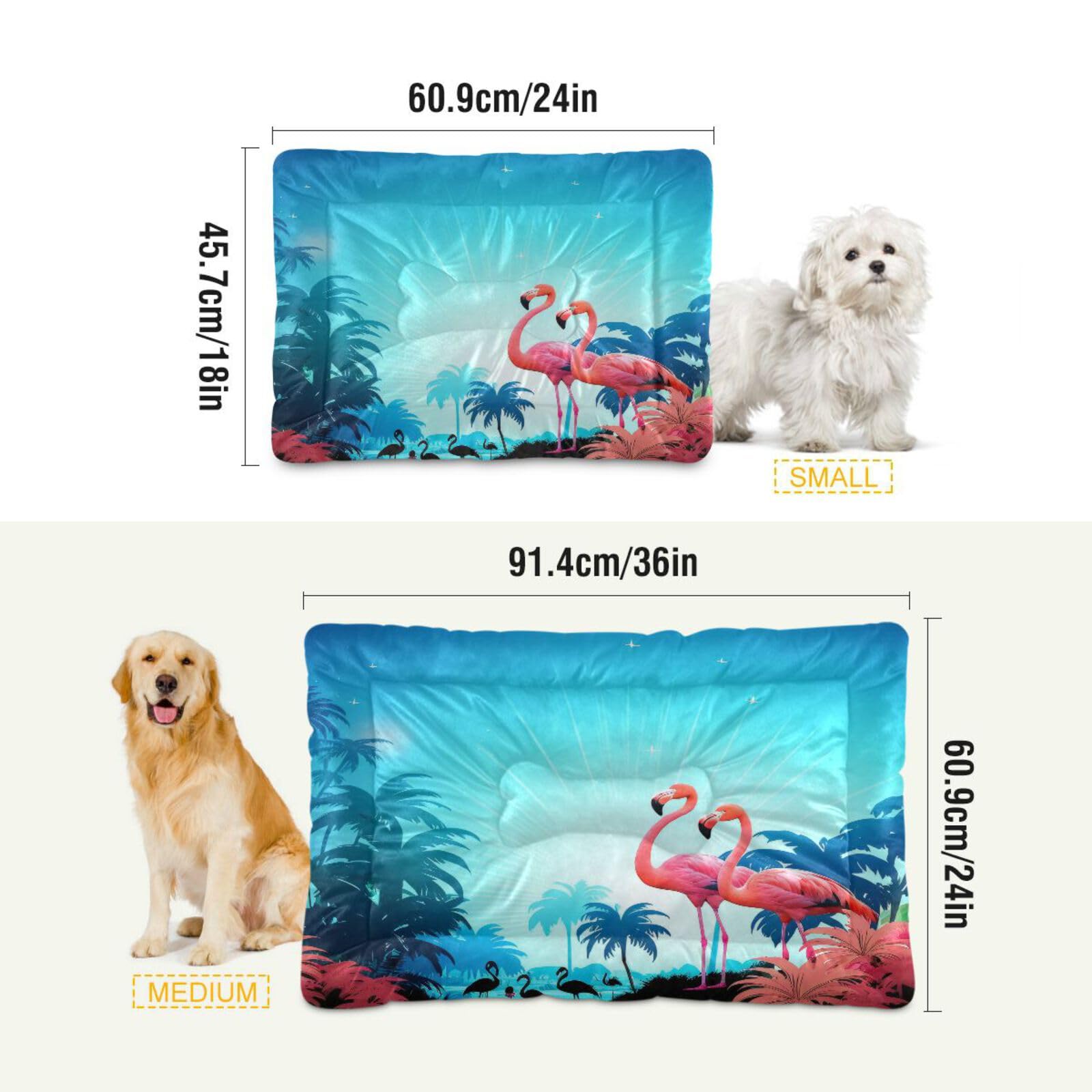 Tropical Pink Flamingo Pet Bed - Ultra Soft Rectangle Dog & Cat Bed for Small to Medium Pets, 24x18 Inch - Calming Comfort Bed for Puppies, Kittens & Senior Pets - Perfect for Living Room, Bedroom or Pet Nursery