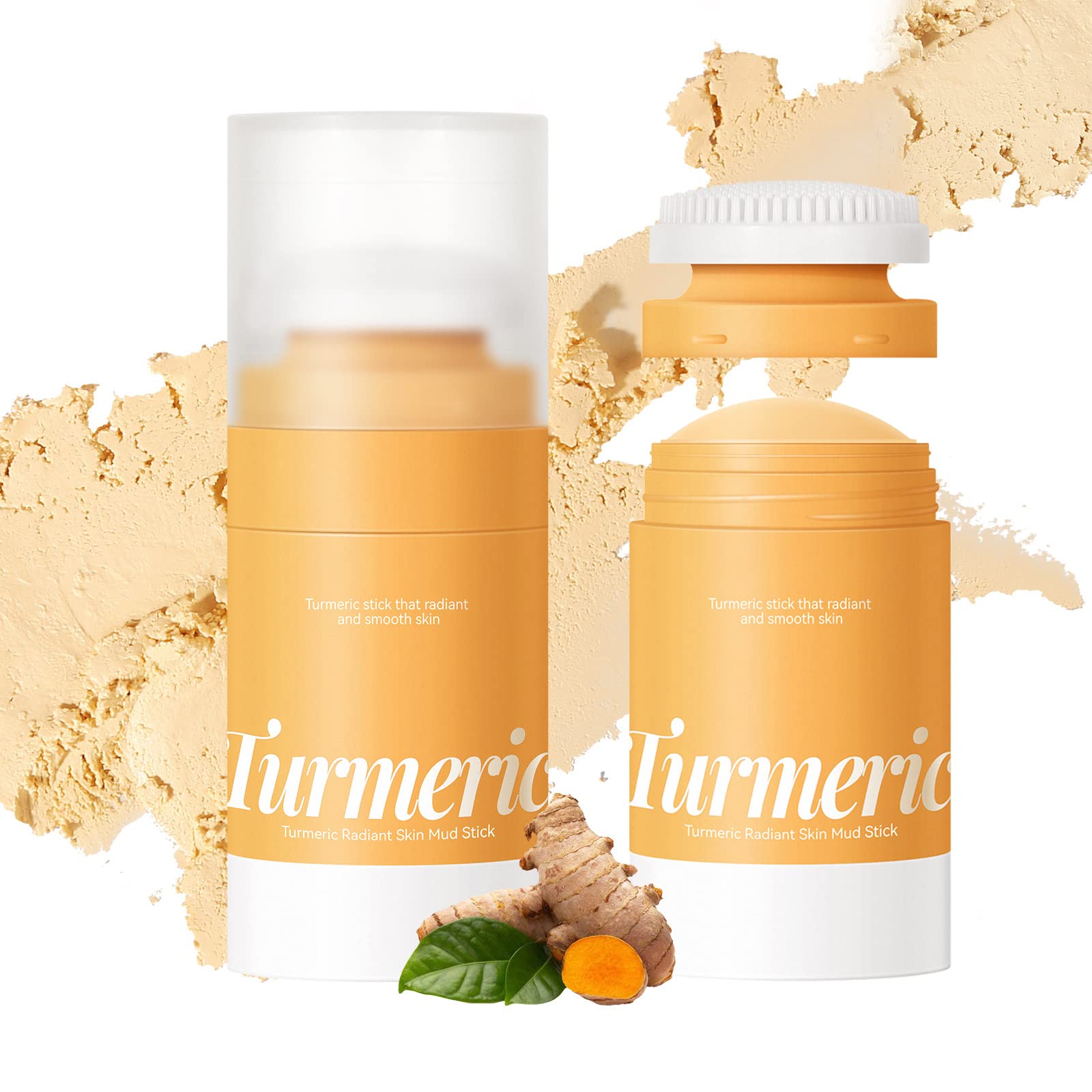 DAGEDA Turmeric Clay Mask Stick for Acne & Oily Skin - Deep Cleansing & Moisturizing Face Mask with Massage Brush - Brightening, Oil Control & Pore Minimizing Skincare for Daily Beauty Routine