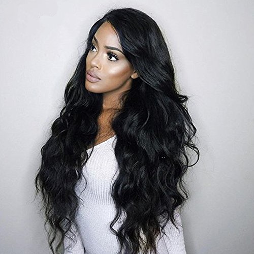 16 Inch Full Lace Human Hair Wigs for Black Women - 100% Virgin Remy Human Hair Body Wave Wig in Jet Black (#1) - Perfect for Daily Wear, Cosplay, and Special Occasions