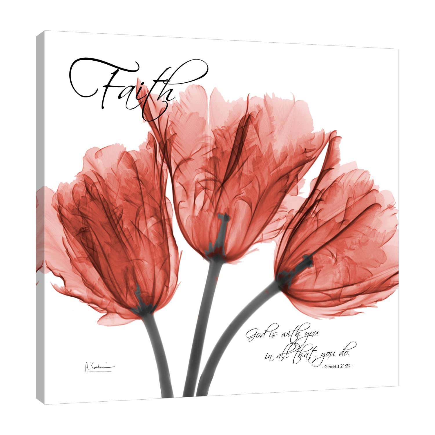 Albert Koetsier Tulips Laugh Gallery Wrapped Canvas Wall Art - 24x24 Inches Floral Painting for Living Room, Bedroom & Office Decor