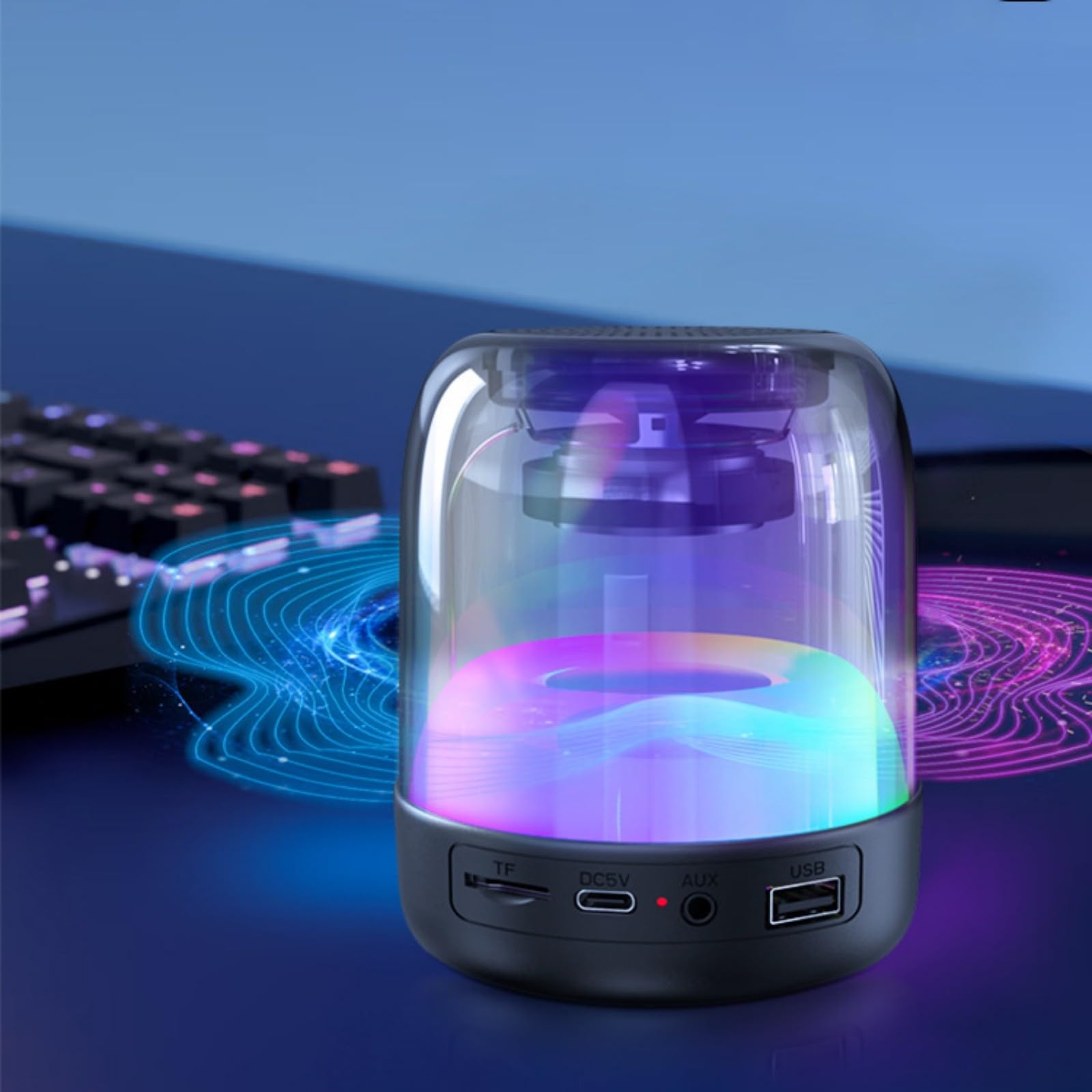 Portable Mini Wireless 5.3 Bluetooth Speaker with Subwoofer - Colorful Stereo Sound for Home, Party & Outdoor Use - Perfect Gift for Teenage Boys & Music Lovers (Indoor/Outdoor Audio)
