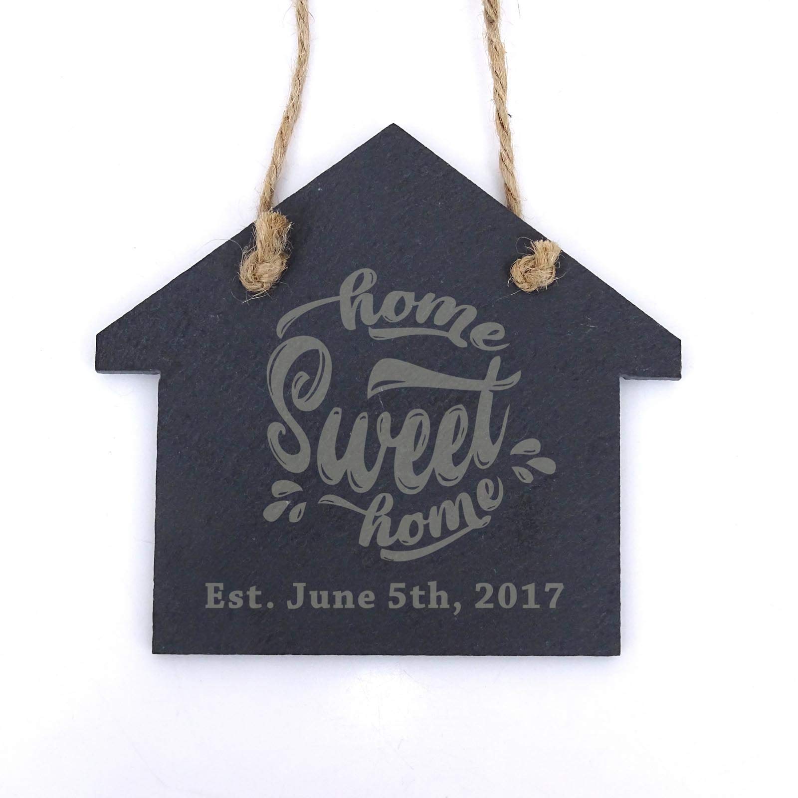 Personalized 'Home Sweet Home' Engraved Slate Christmas Ornament - Custom Housewarming Gift with Hanging String | Perfect for Holiday Decor, New Home Gifts & Memory Keepsakes