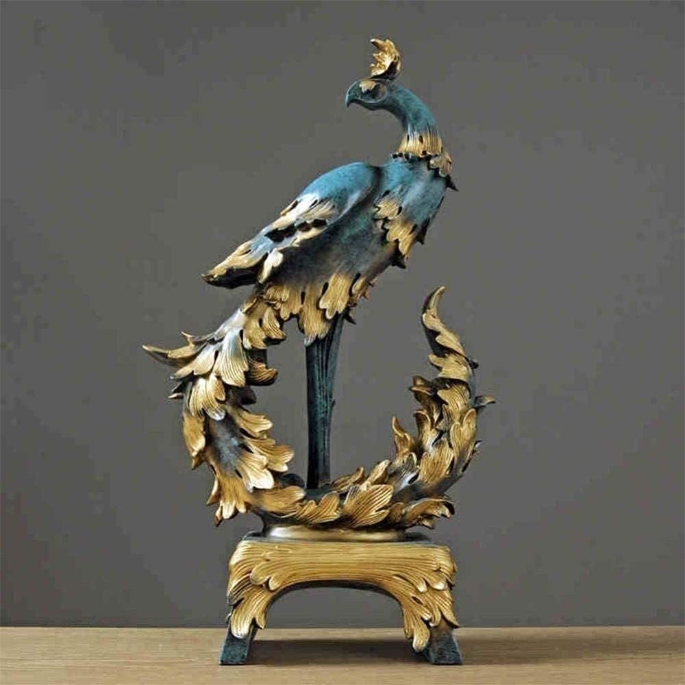 Stunning Handmade Blue Phoenix Gold Resin Sculpture - Creative Abstract Figurine for Home Decor, Desktop, Garden & Gift | Perfect for Living Room, TV Stand, Porch & Win Display